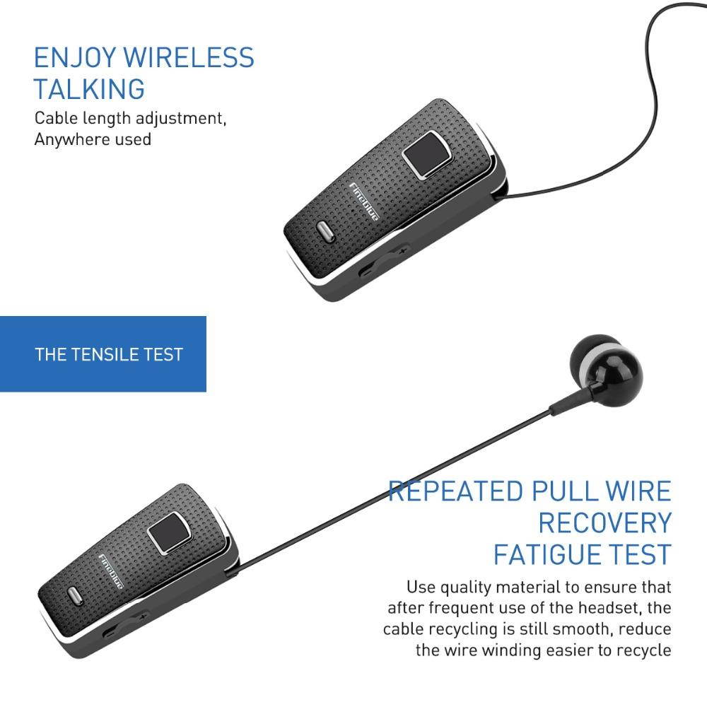 Fineblue F970 Portable MINI Wireless Bluetooth Neck Clip Telescopic Type Business Sport Earphone Vibration Wear Clip with Mic UM (White)