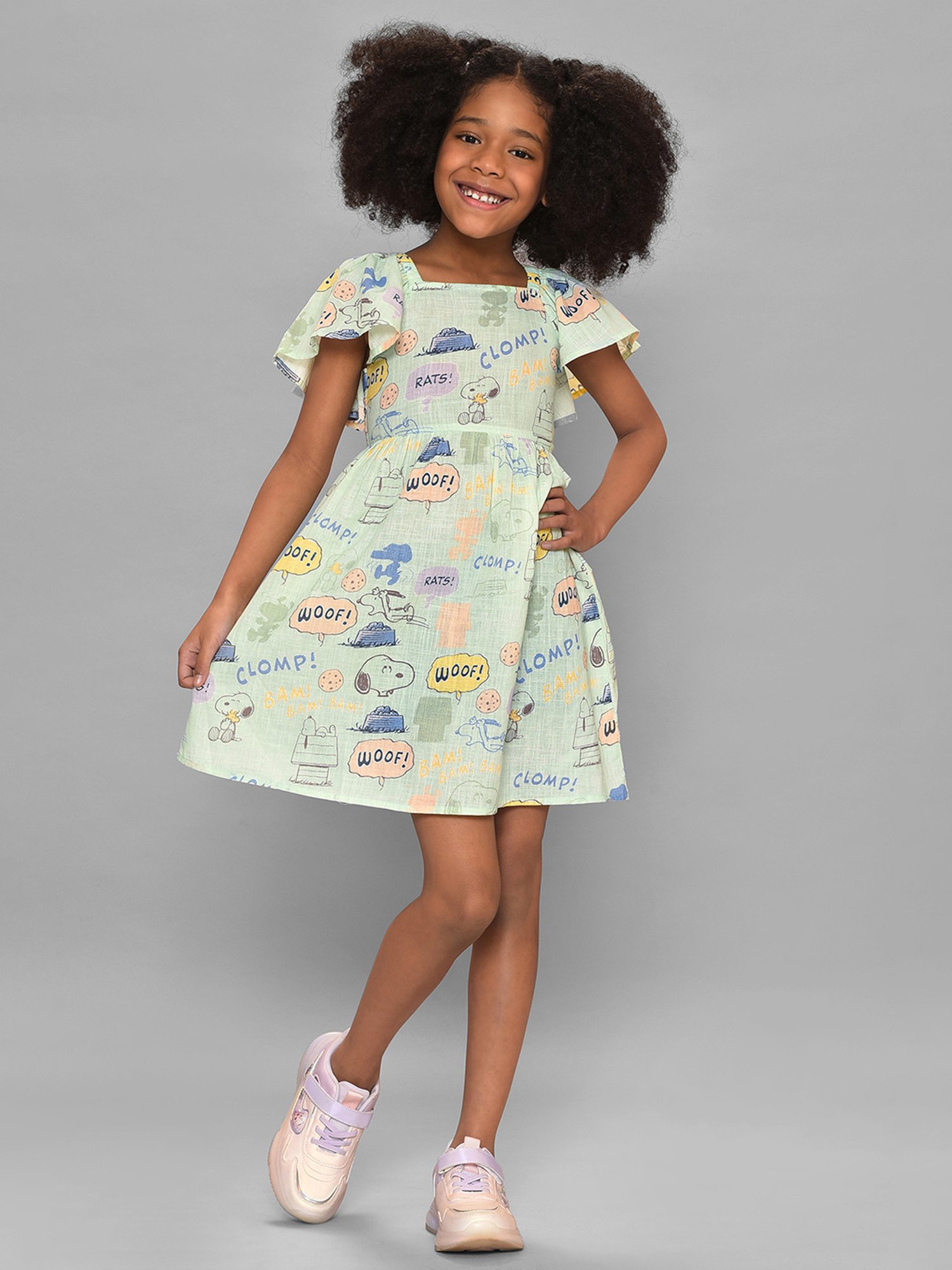 MiArcus Kids Green Printed Dress