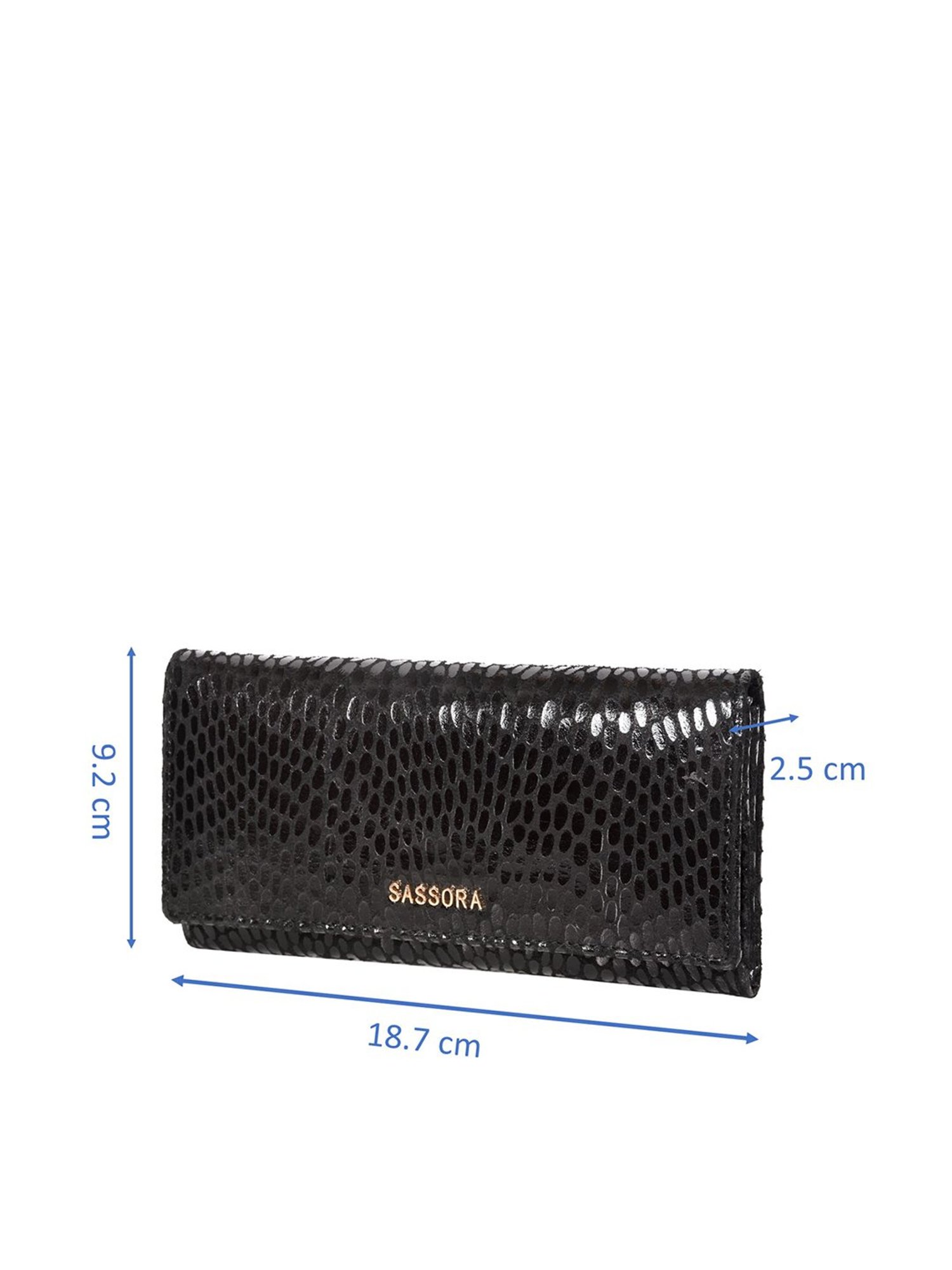 SASSORA Black Textured Rfid Wallet for Women