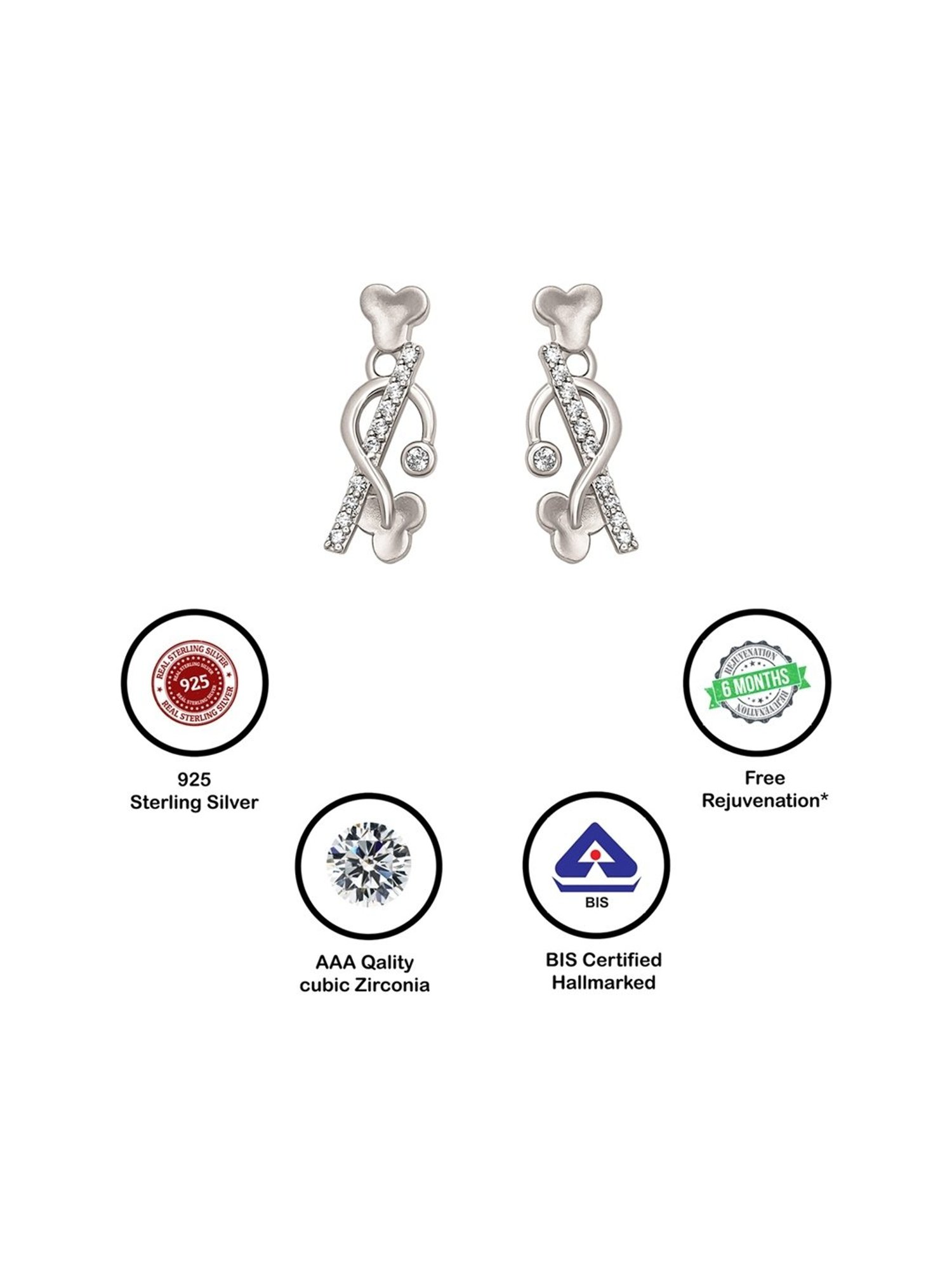 Silberry 92.5 Sterling Silver Aashi's Crystal Stud Earrings for Women