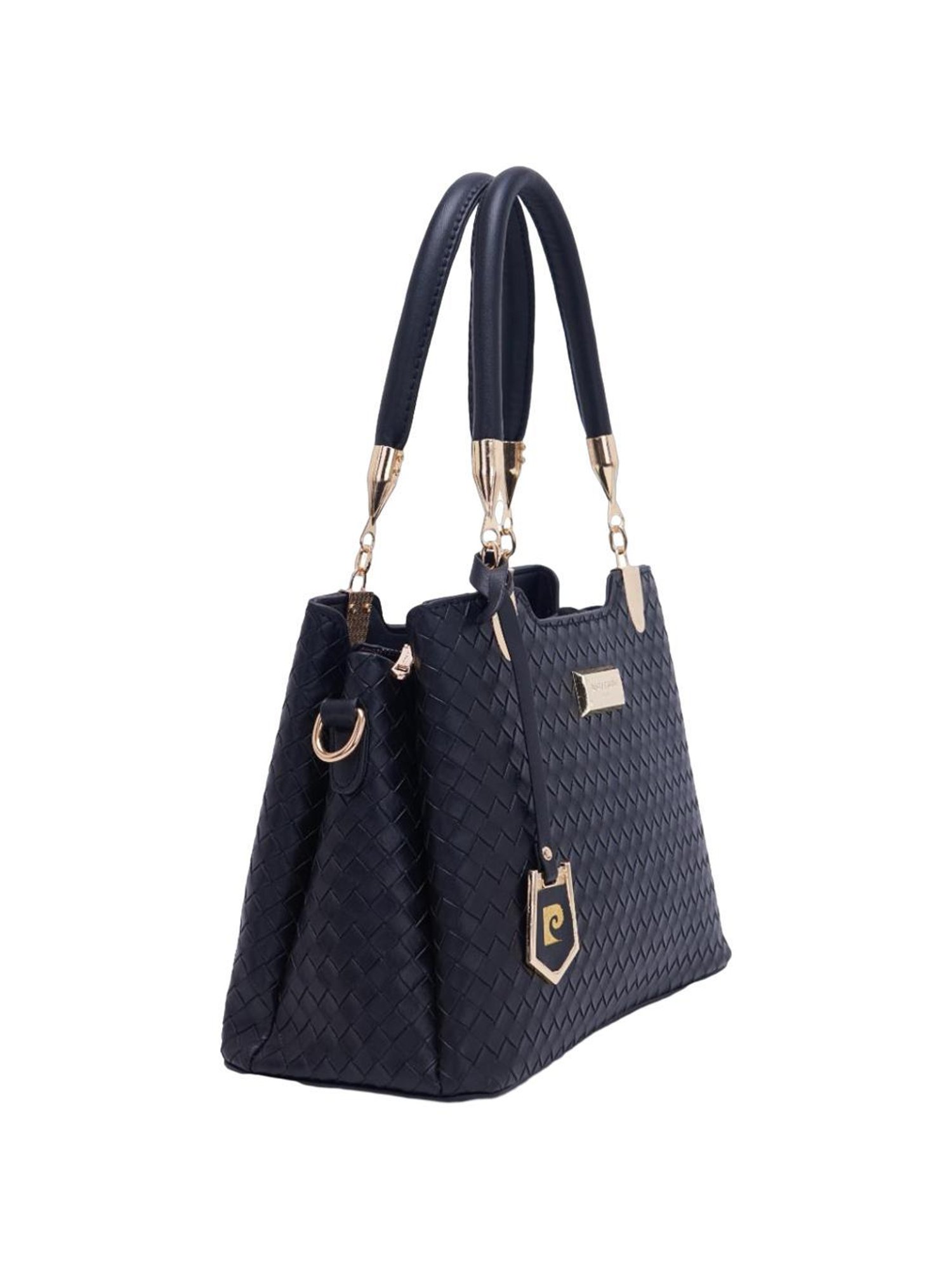 Pierre Cardin Black Textured Satchel Handbag