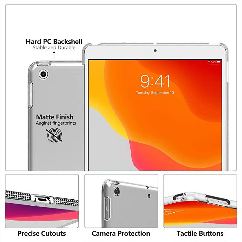 Case Fit New iPad 8th Gen 2020 / 7th Generation 2019, iPad 10.2 Case - Slim Smart Shell Stand Cover with Translucent Frosted Back Protector for iPad 10.2", Pine Forest Green(Auto Wake/Sleep)