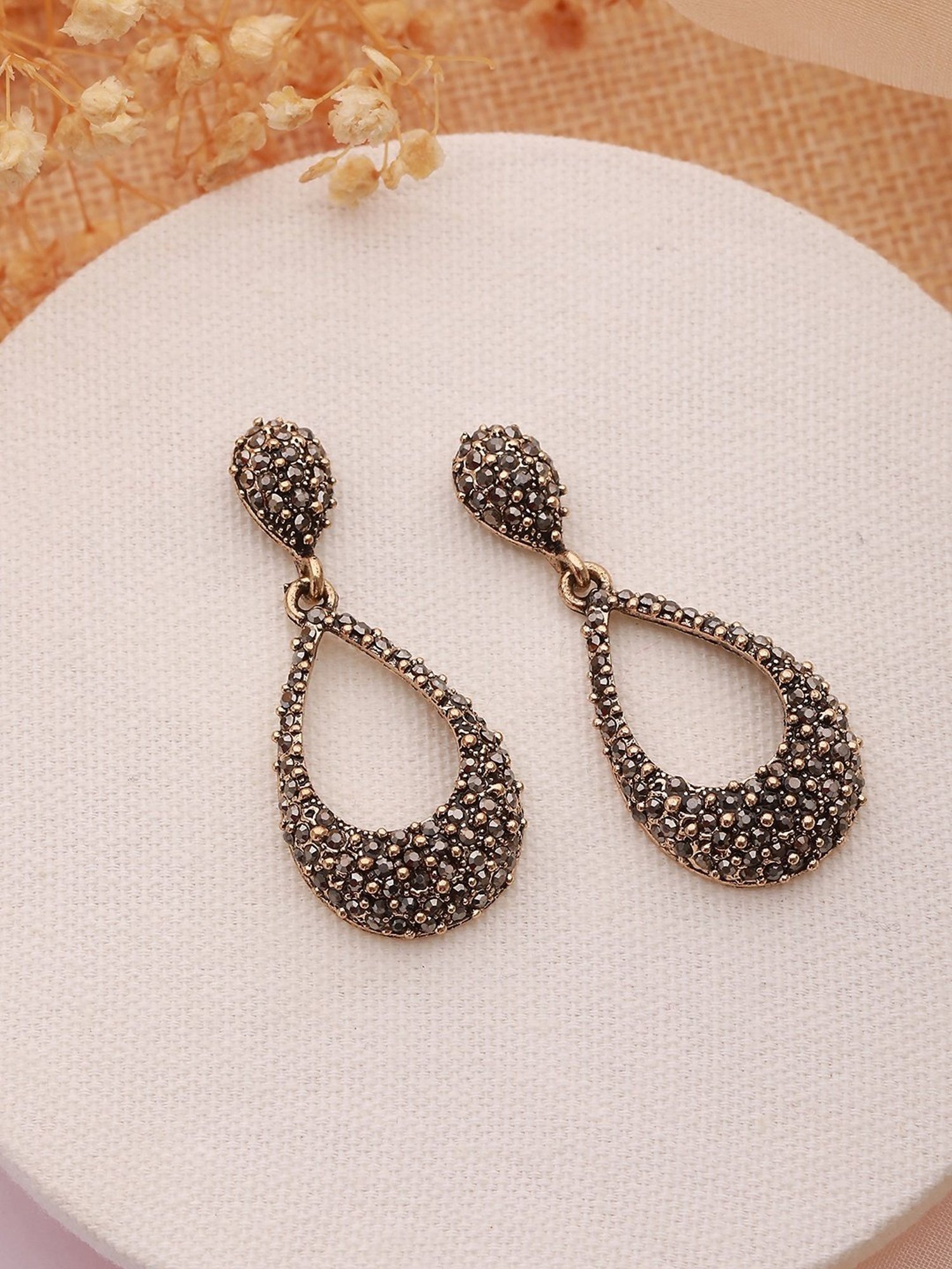 Aatmana Gold-Toned Teardrop Shaped Drop Earrings