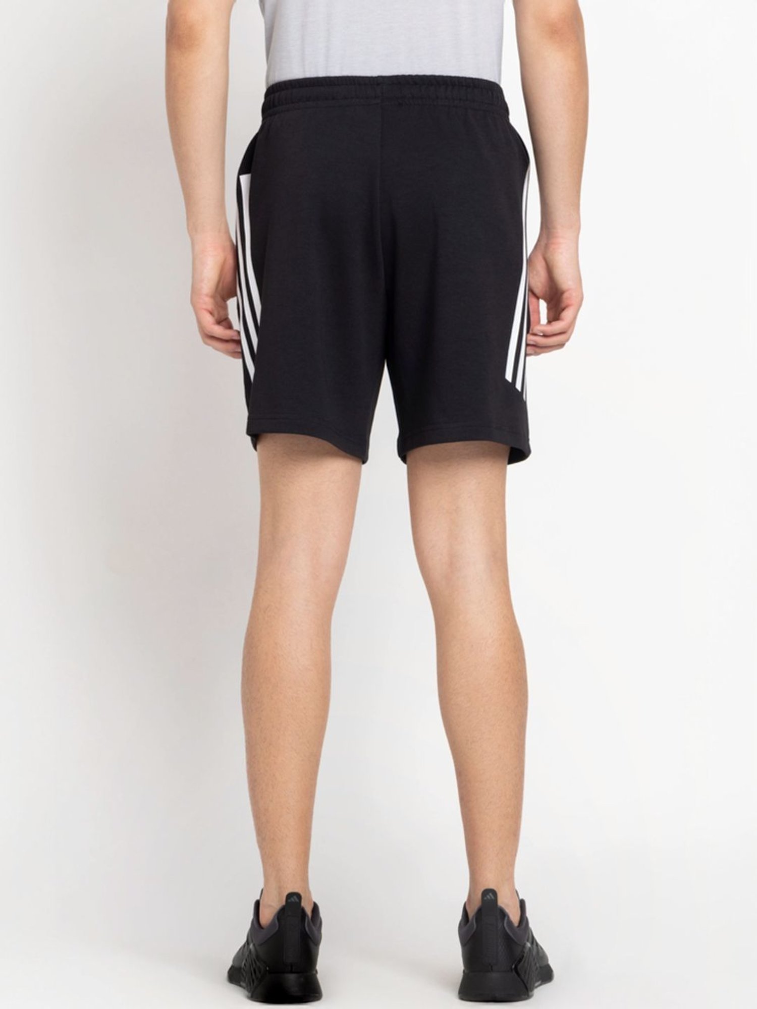 Adidas Black Regular Fit Striped Sports Shorts
