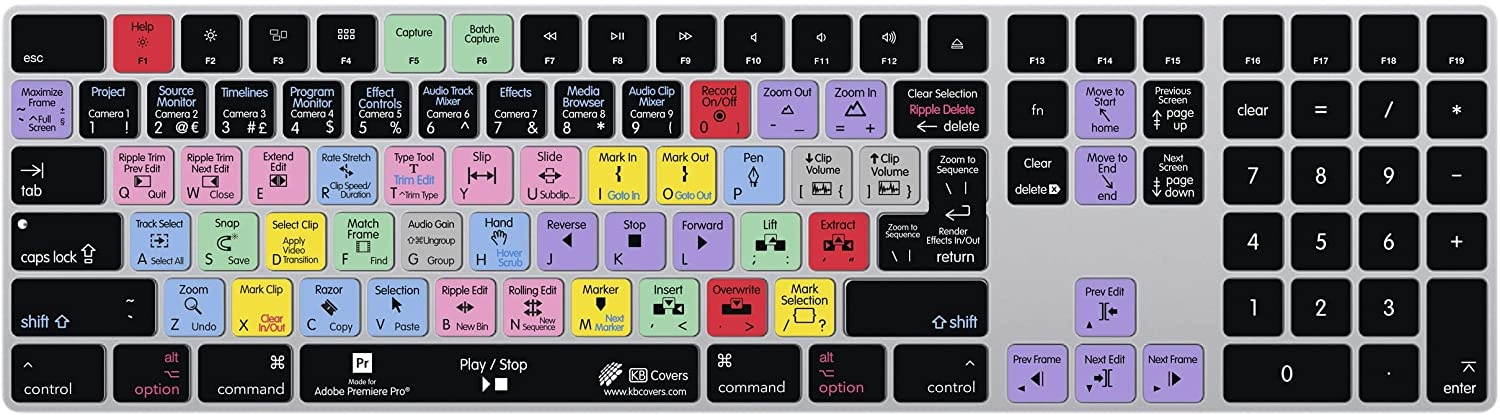 KBCovers - Keyboard Cover for Premiere Pro fits Apple Magic Keyboard with Num Pad