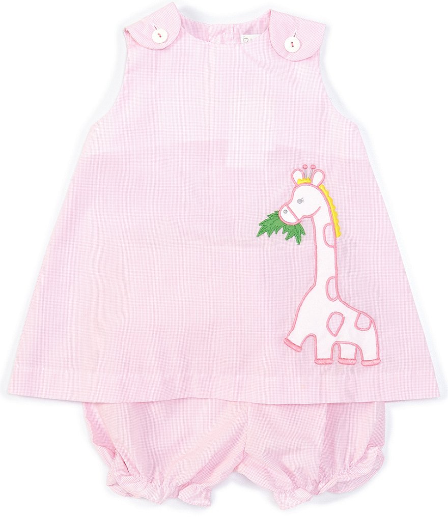 Petit Ami Baby Girls 3-24 Months Sleeveless Checked Giraffe-Applique A-Line Dress