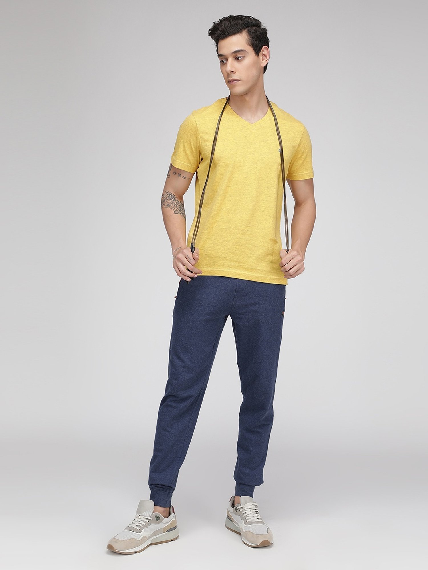 Sporto Yellow Regular Fit T-Shirt
