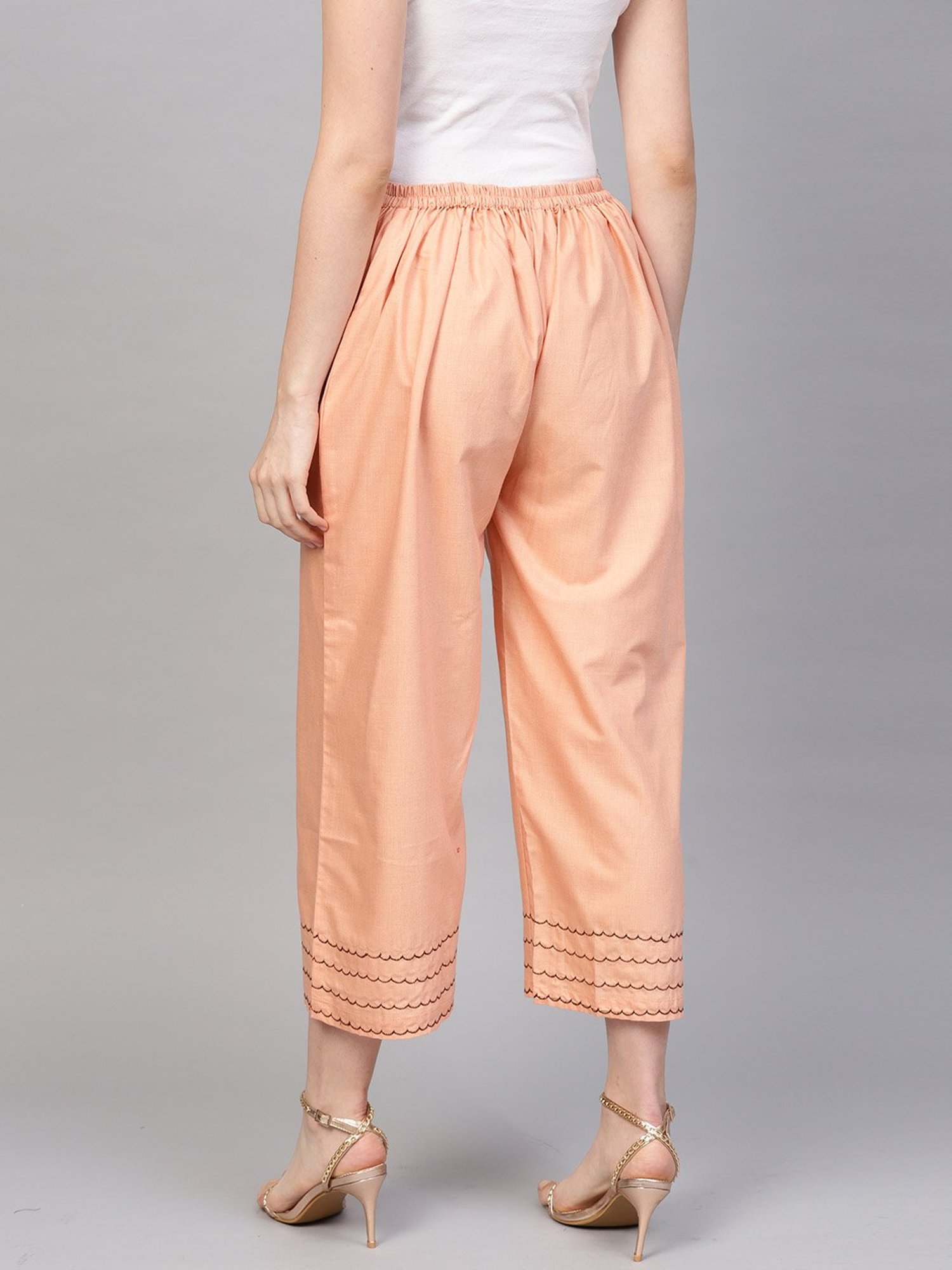 Indo Era Peach Regular Fit Palazzos