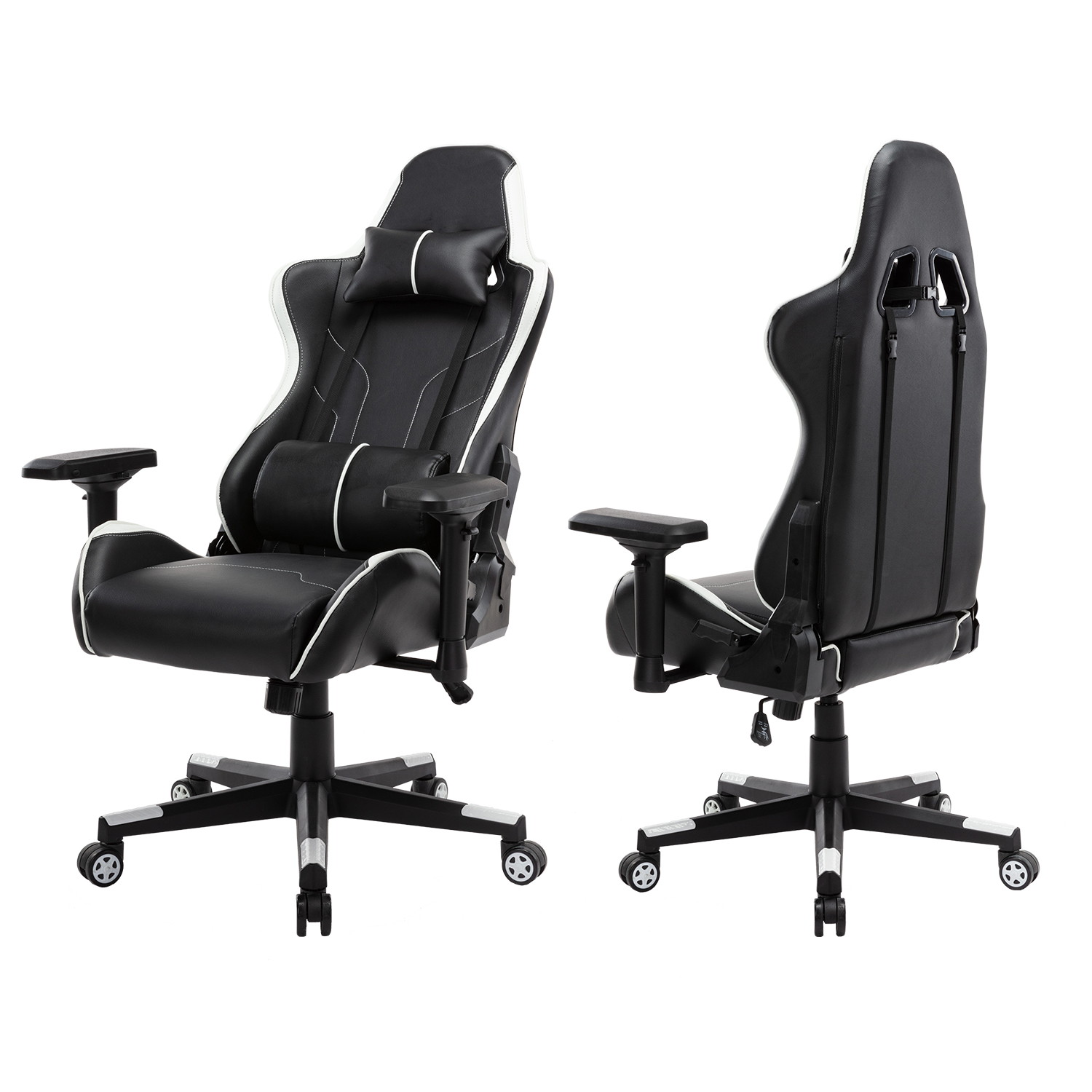 Gaming Chair Ergonomic PU Leather Office Chair High Back Computer Chair Adjustable Back Desk Chair with Adjustable Armrests Headrest and Lumbar Support