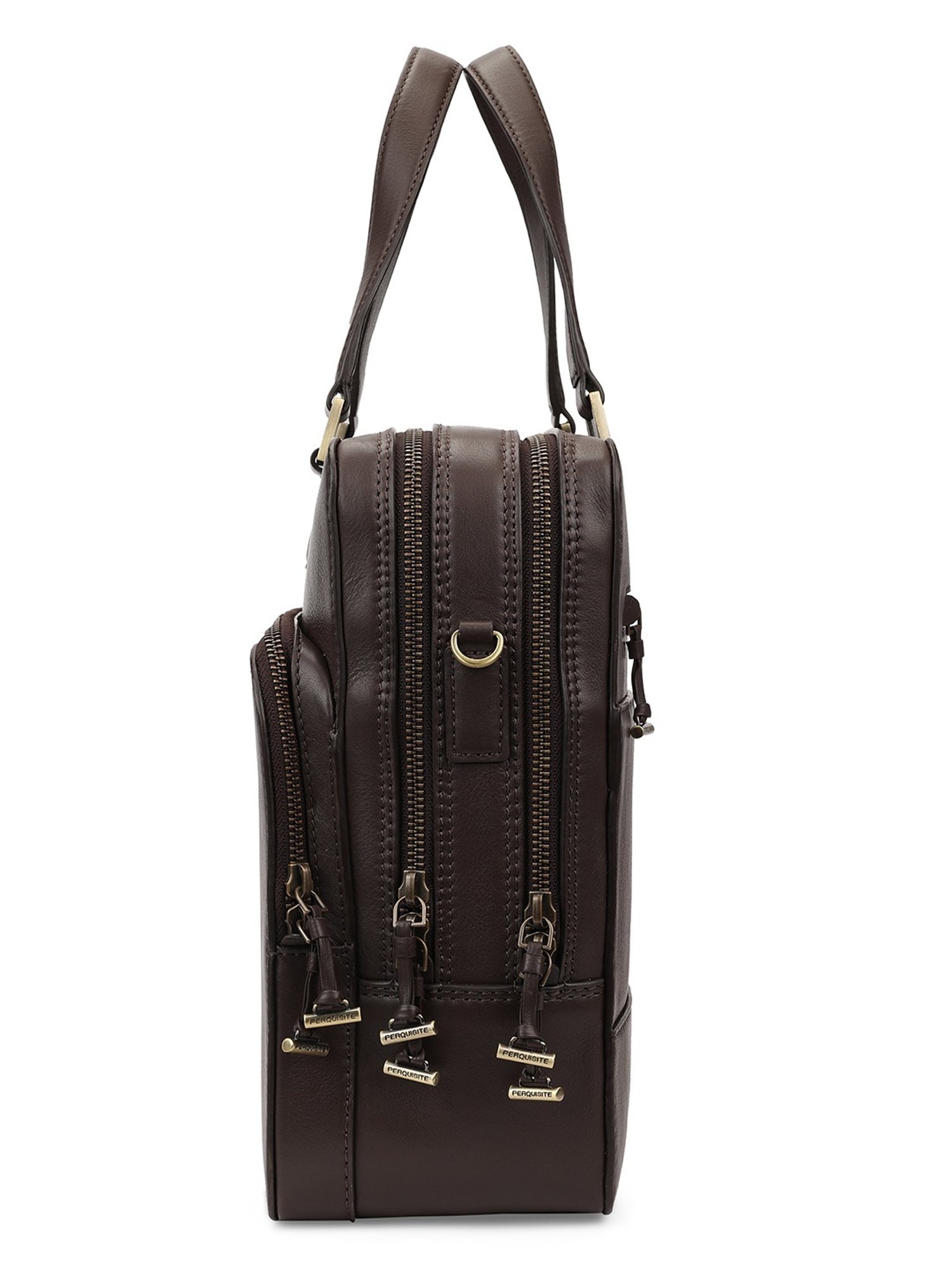 PERQUISITE WARREN Brown Leather Medium Messenger Bag