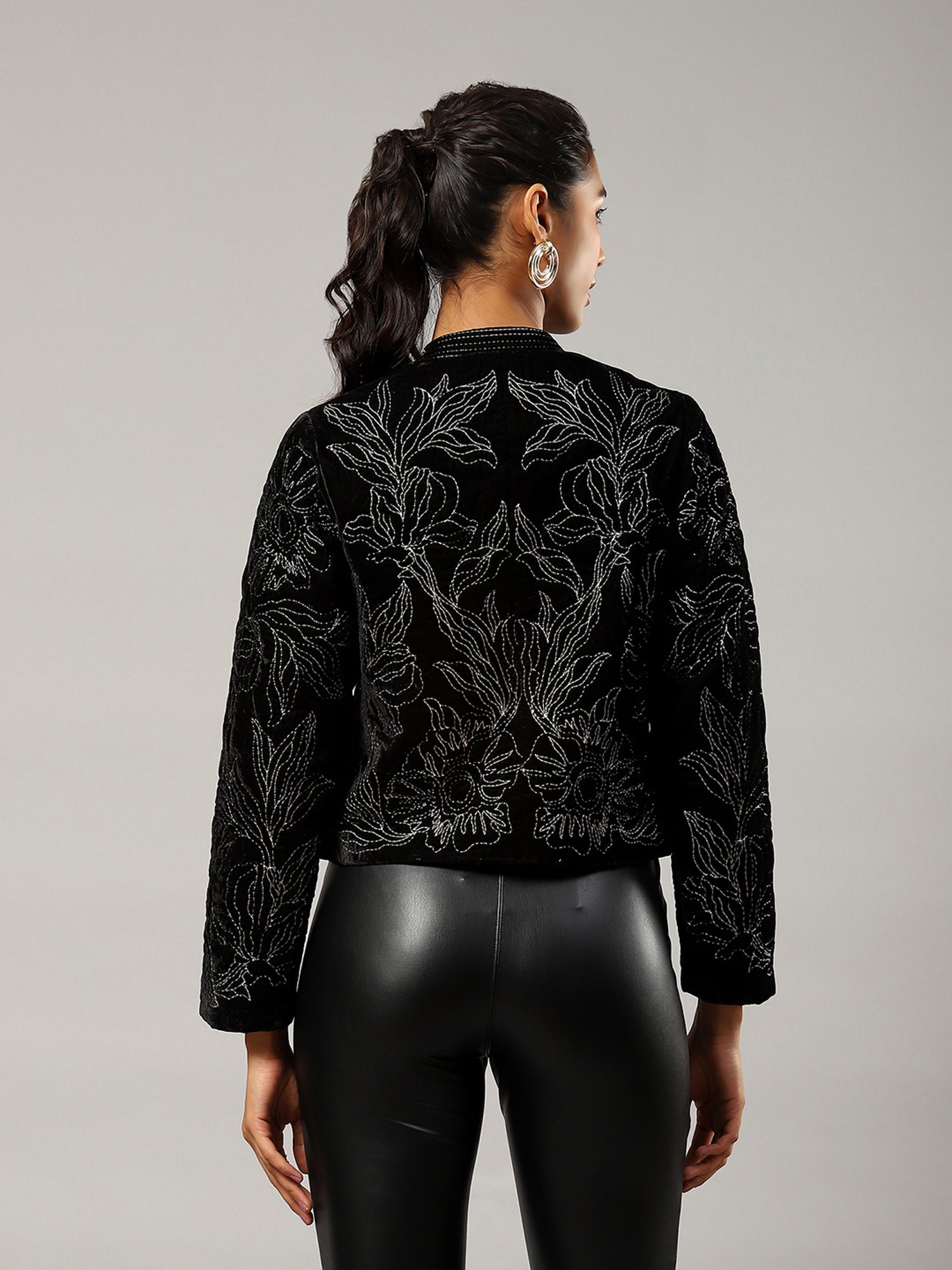 Label Ritu Kumar Black & White Embroidered Jacket