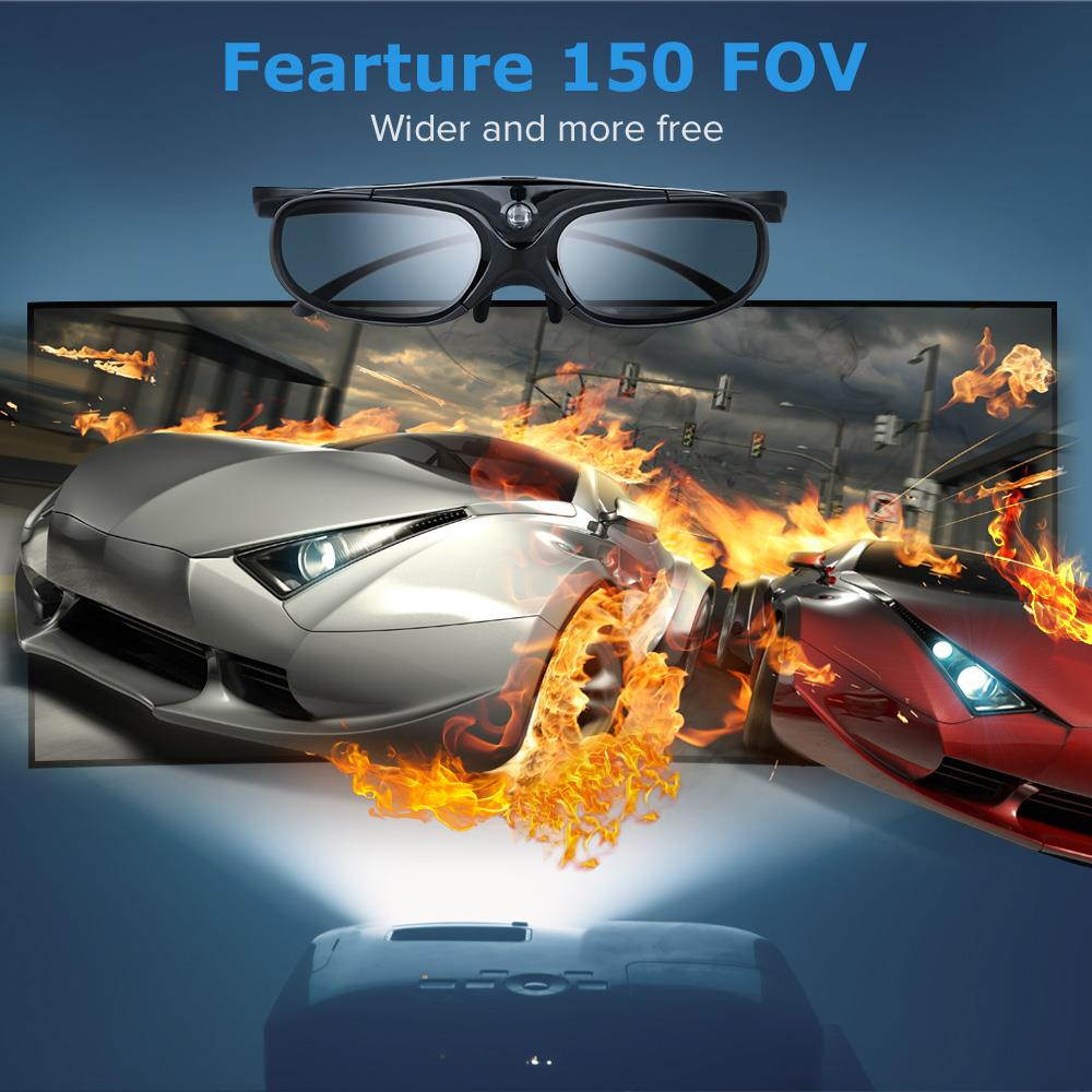 3D Glasses Active Shutter DLP Link clip on compatible with Optoma BenQ Sharp Acer Samsung projector