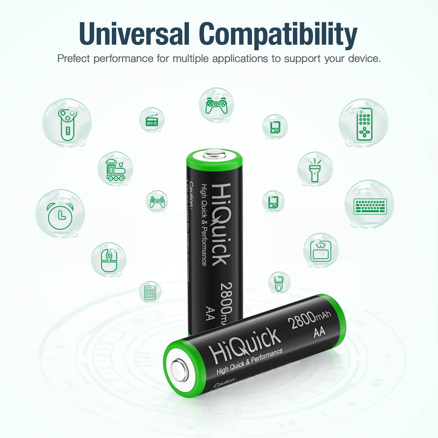HiQuick 8Pcs 2800mAh AA Rechargeable Batteries High Capacity Performance, Per-Charged 1.2V AA Battery
