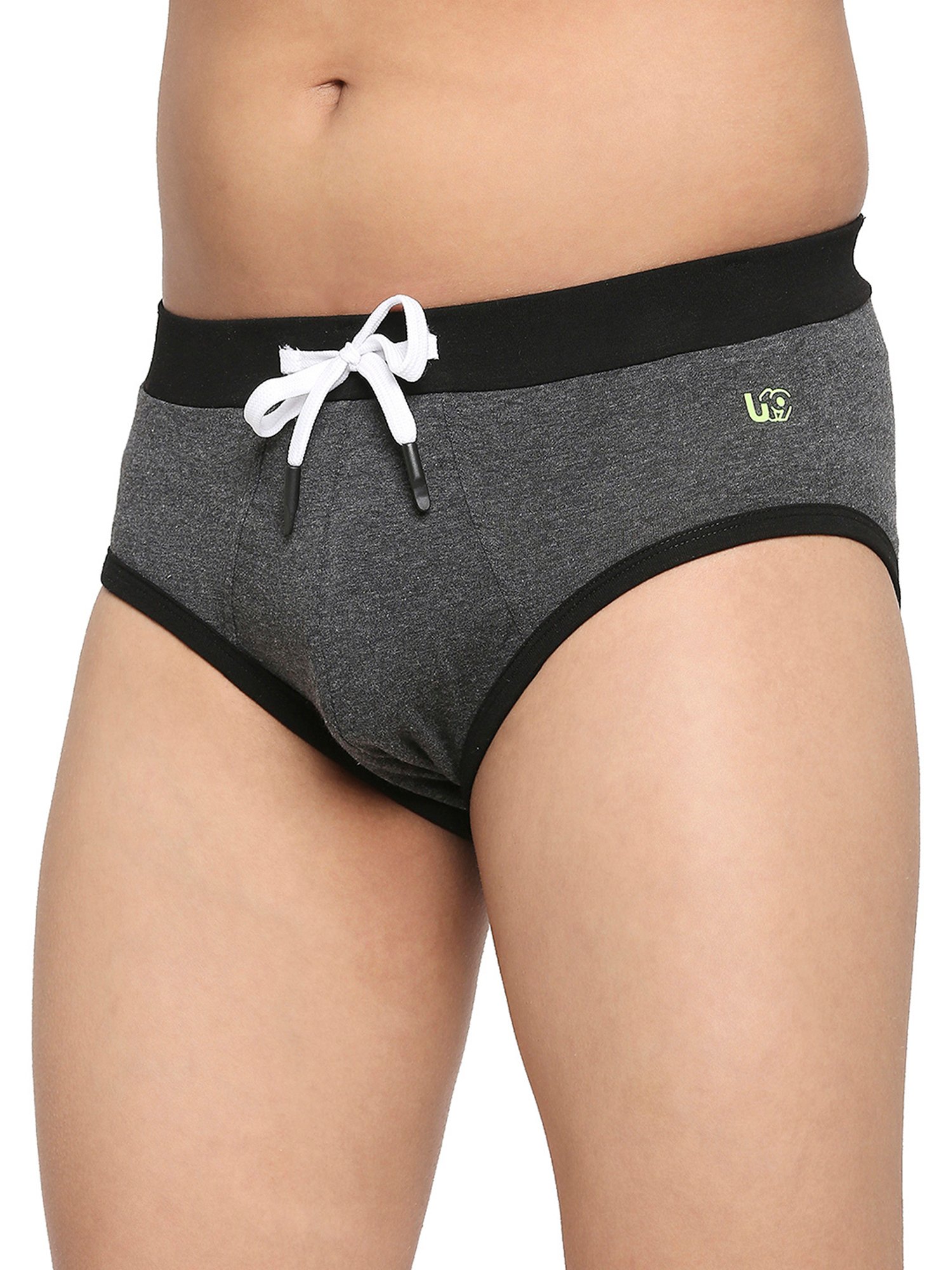 Frenchie Kids Blue & Grey Solid Briefs (Pack Of 2)