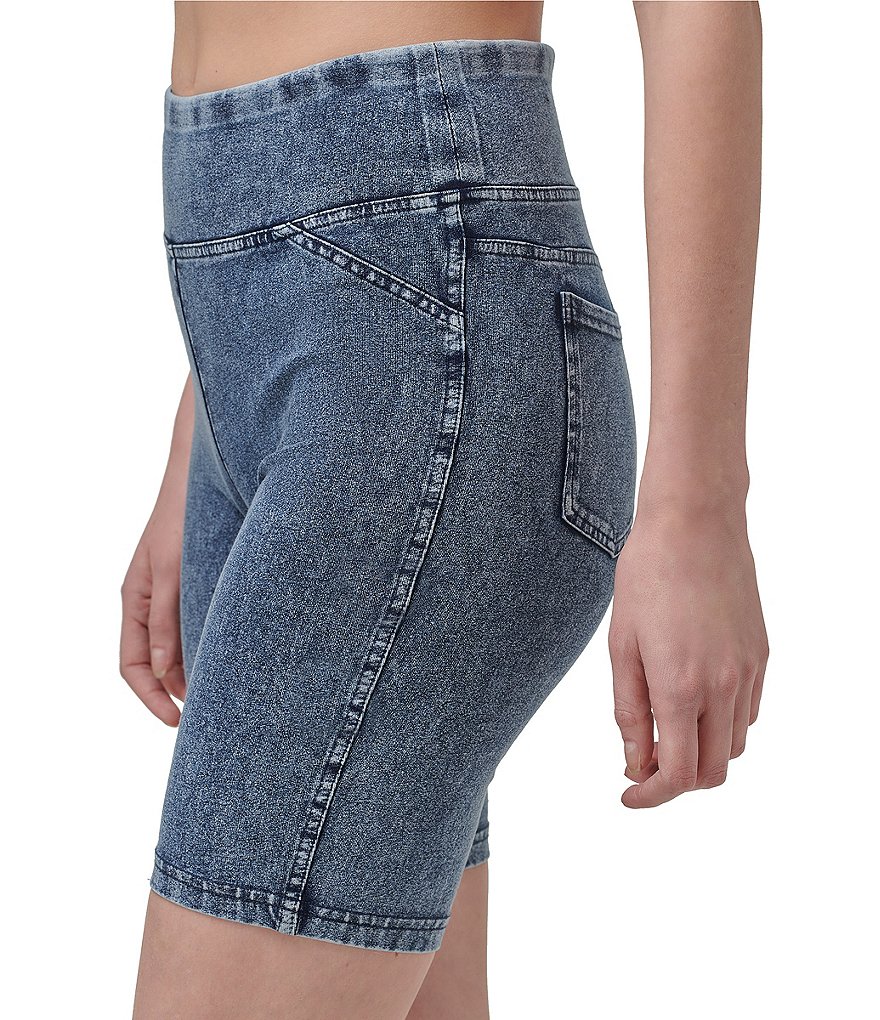 Marc New York High Rise Knit Denim Look Biker Shorts