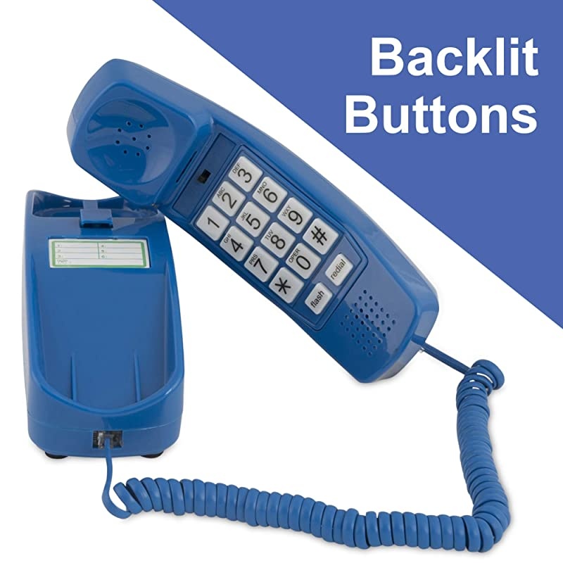 Phone - Phones for Seniors - Phone for Hearing impaired - Classic Blue - Retro Novelty Telephone - an Improved Version of The Princess Phones in 1965 - Style Big Button