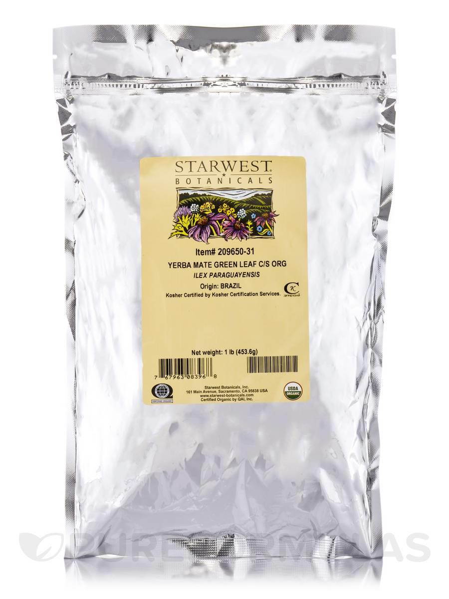 Organic Yerba Mate Green Leaf Cut & Sift - 1 lb (453.6 Grams) by Starwest Botani