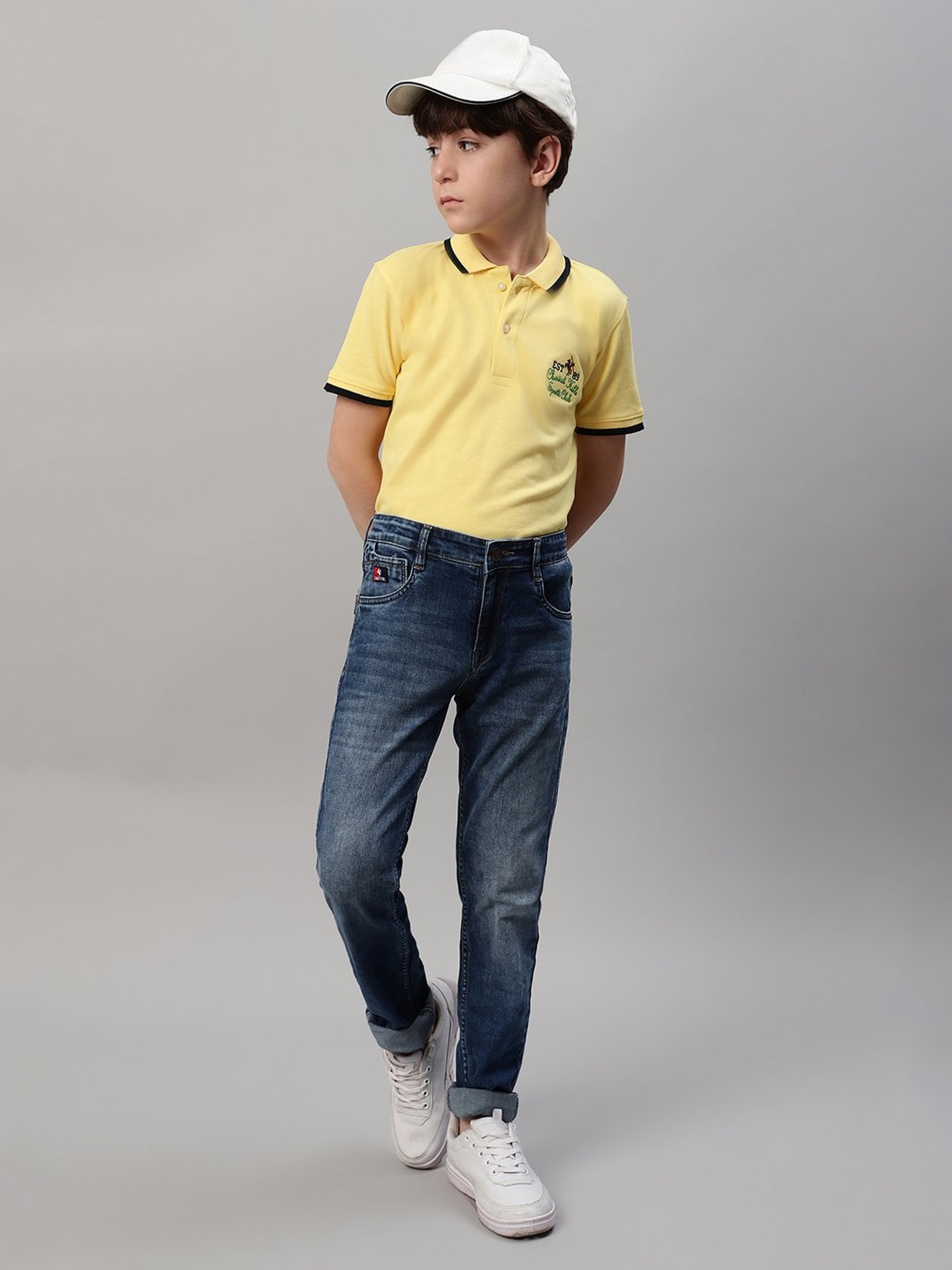 Cantabil Boys Yellow Solid Polo T-Shirt