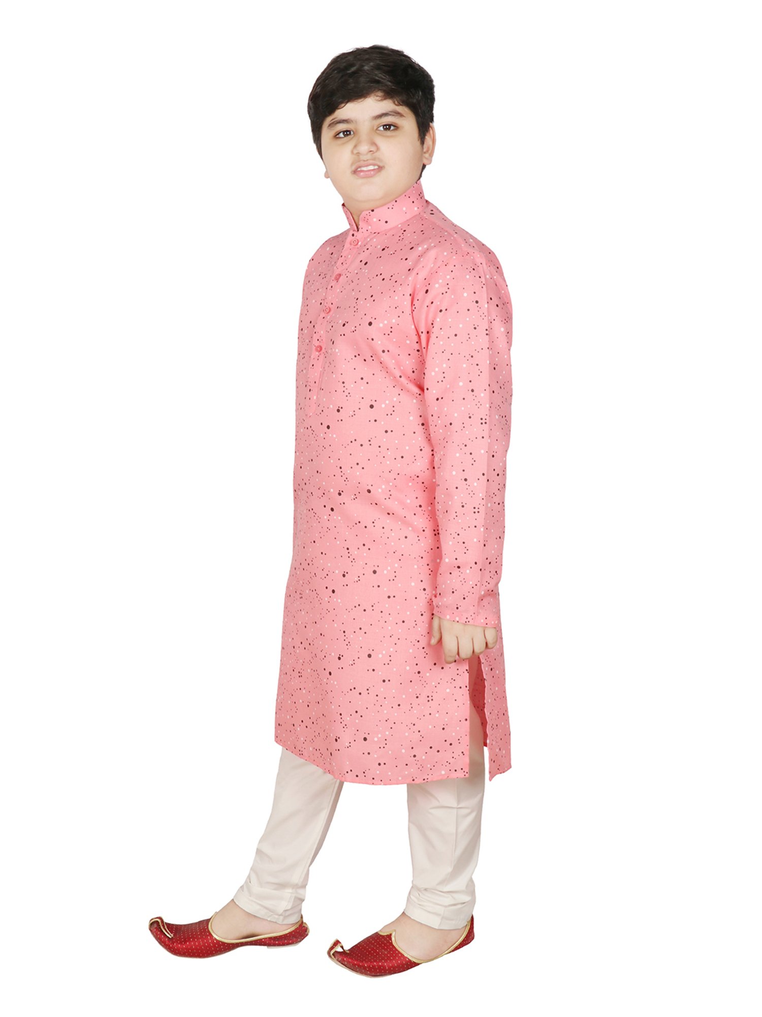 SG Yuvraj Kids Pink & White Printed Full Sleeves Kurta with Pyjamas