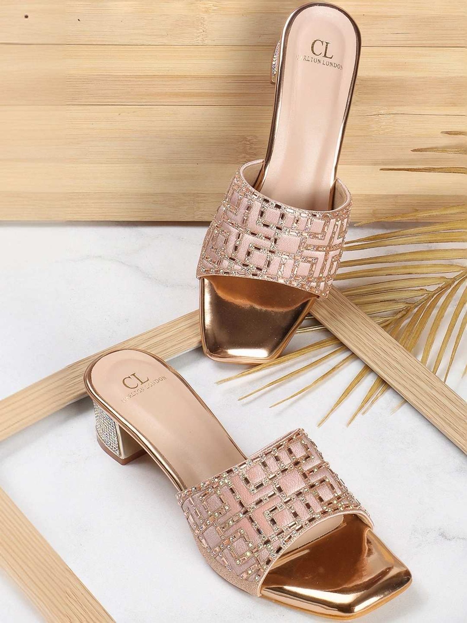 Carlton London Women's Rose Gold Ethnic Sandals