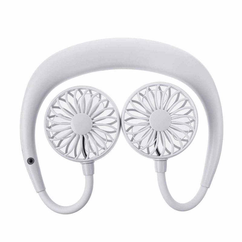 3 Speed Hand Free Neck Mini Portable Fan For Outdoor Camping Office Home Travel - White
