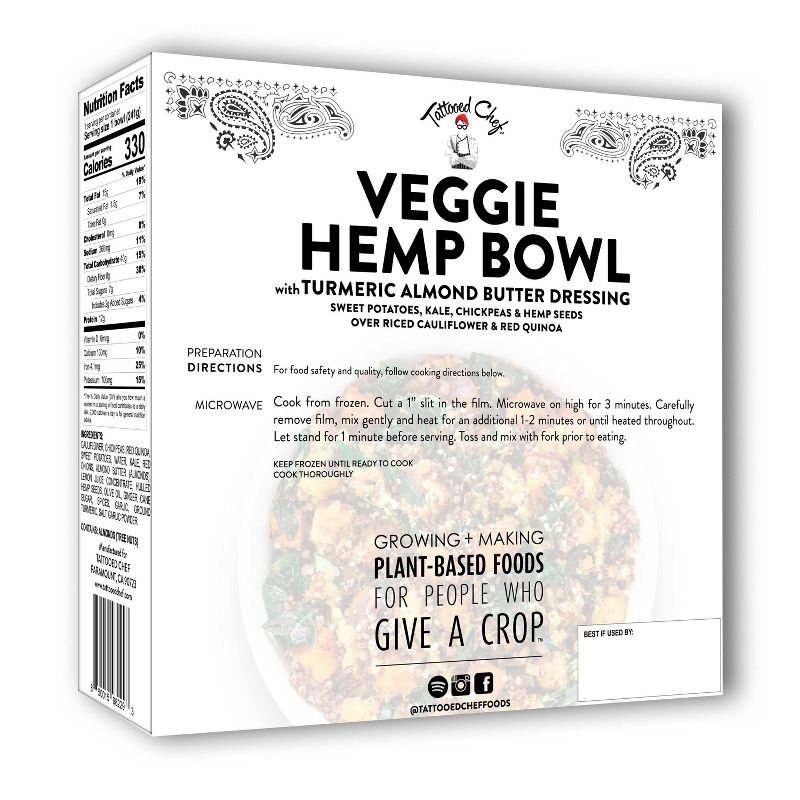 Tattooed Chef Frozen Veggie Hemp Bowl - 8.5oz