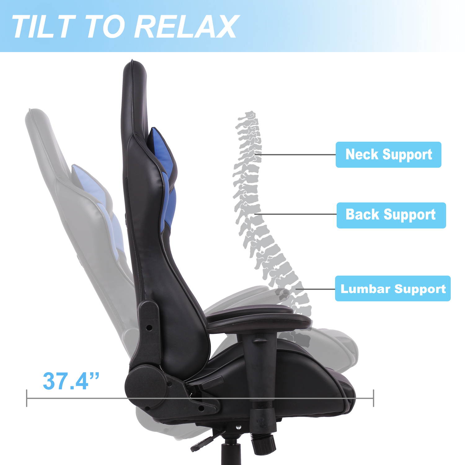 Gaming Chair High Back Reclining Computer Desk Chair Ergonomic Backrest Executive Office Chair, Red