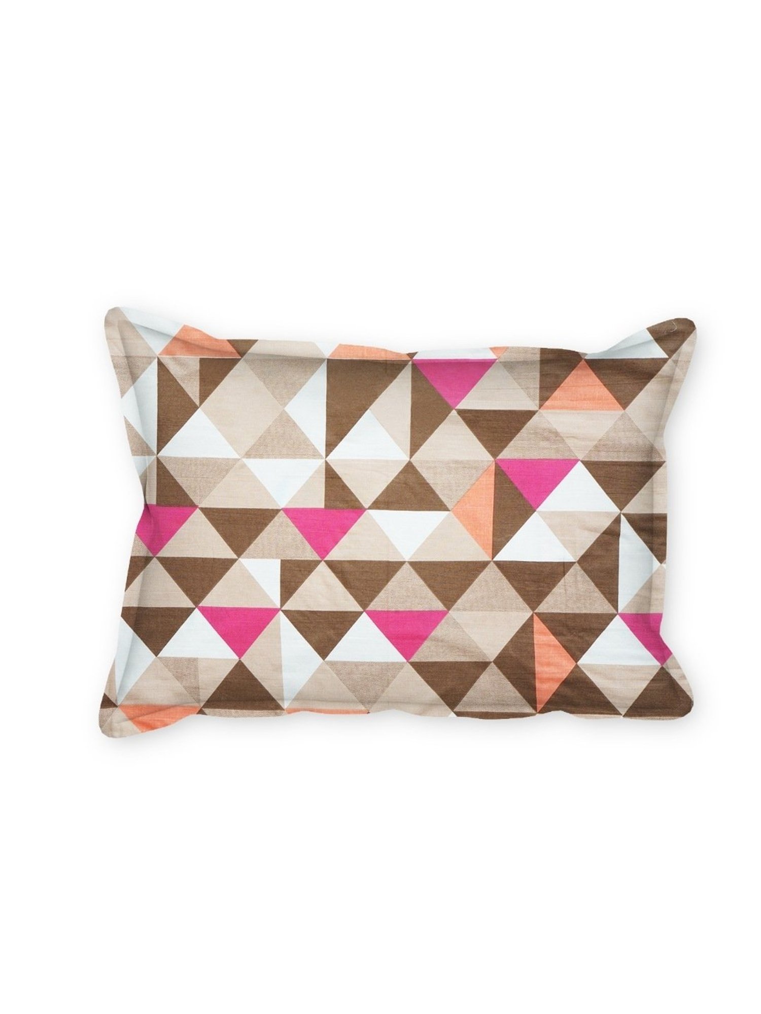 SEJ by Nisha Gupta Geometric Brown 160 TC Cotton Double Bed Sheet with 2 Pillow Covers