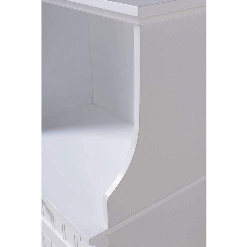 American Furniture Classics Microwave Coffee Utility Cart Stand Cabinet with Drawer and Shelves for Organizing Kitchen, Home, or Office, White