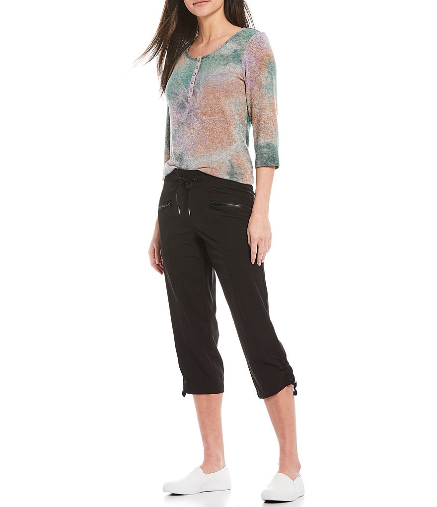 Intro Petite Size Activeease Drawstring Pull-On Capri Pants
