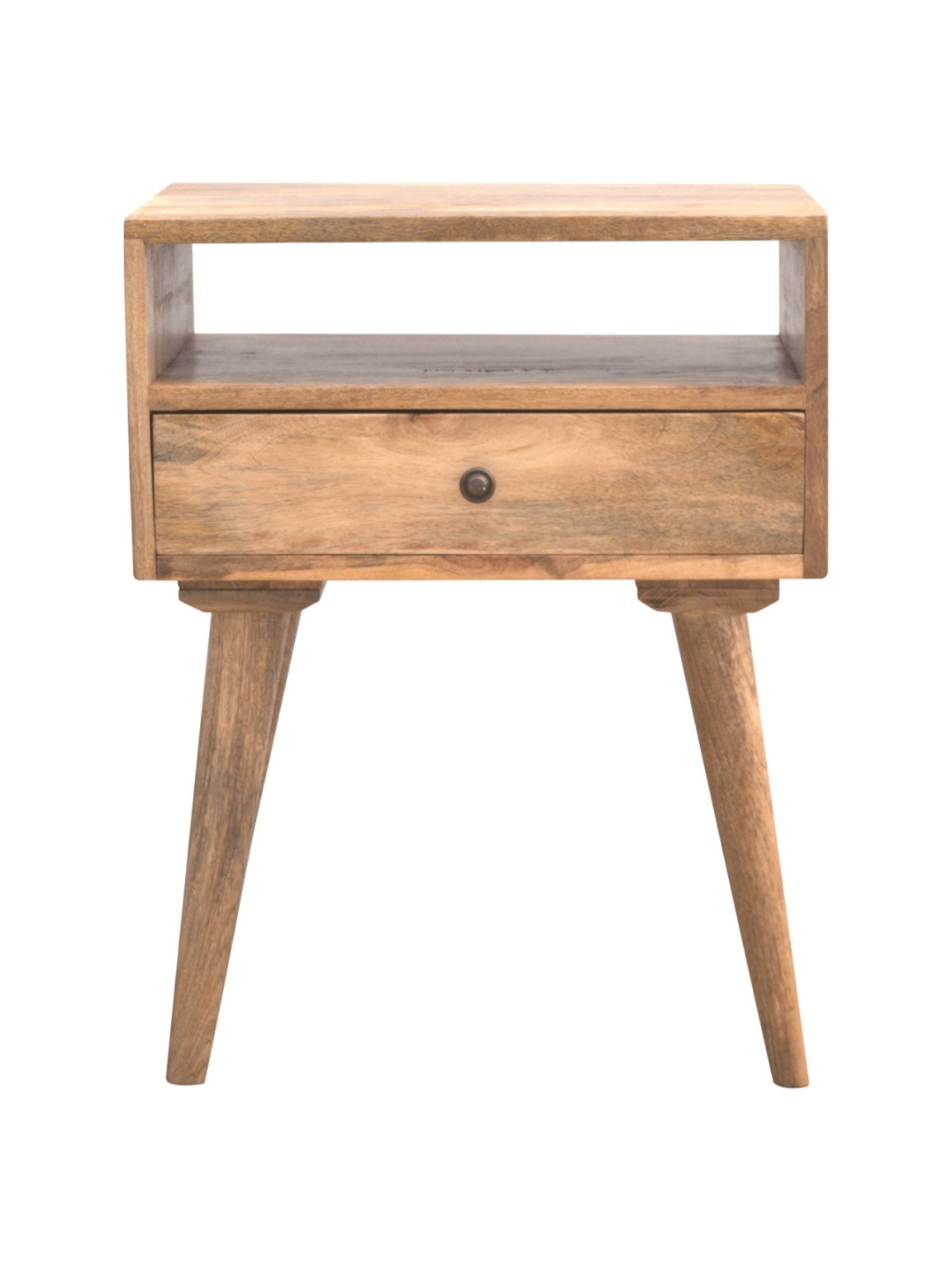 Artisan Furniture Solid Brown Mango Wood Open Slot Side Table