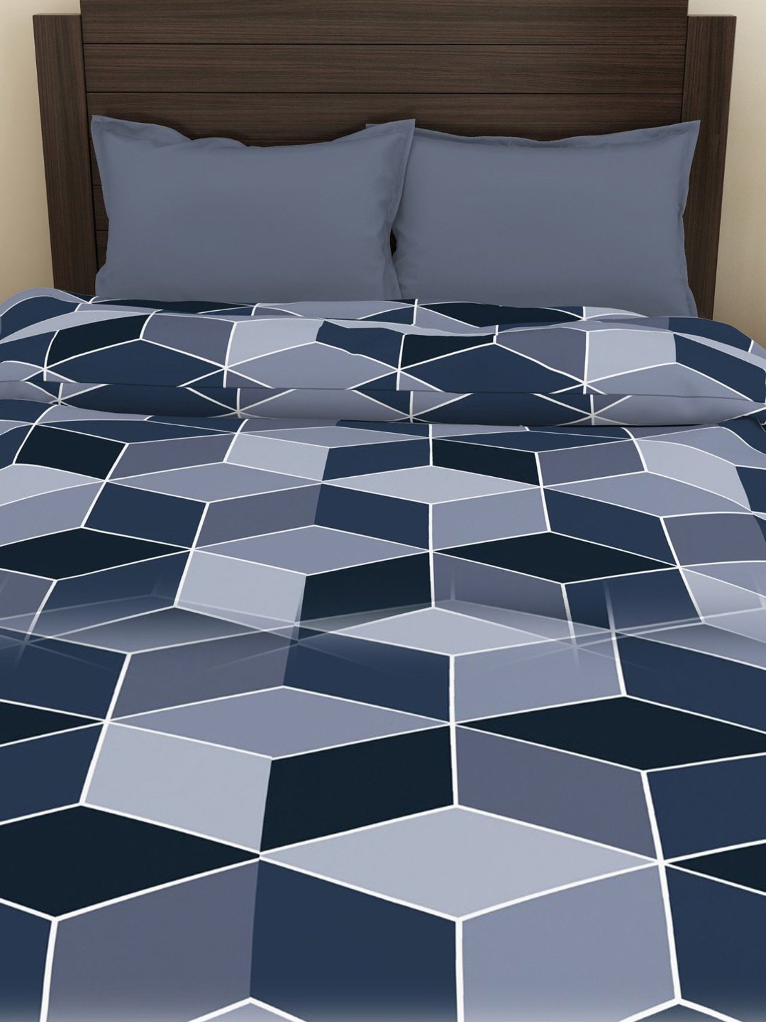 Welspun Geometric Blue 144 TC Microfiber Double Dohar