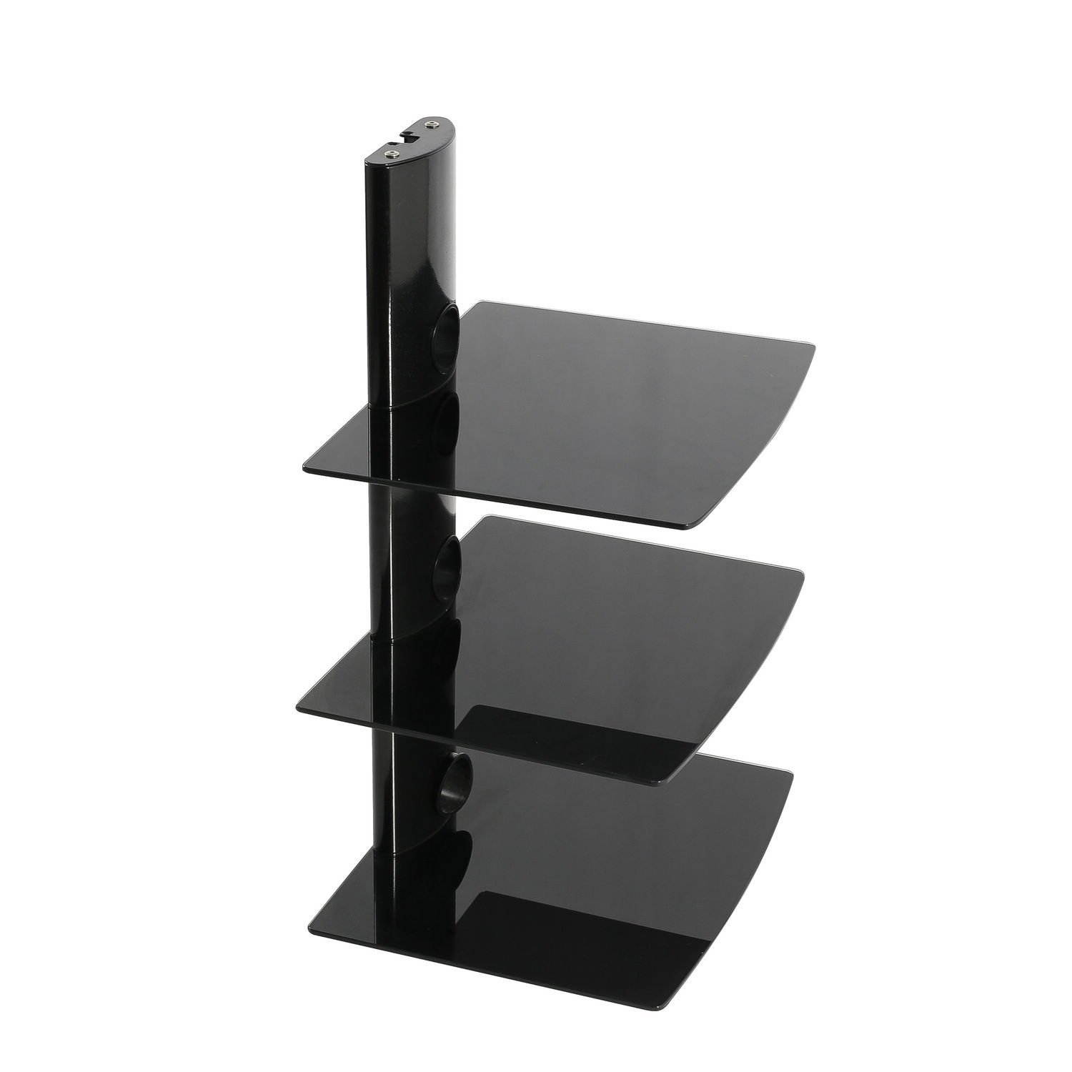 SevenFanS Floating Shelf Wall Mounted Tempered Glass Shelf for DVD Player/AV Receiver/TV Accessories, Black,3- Tier,Load Capacity 75lbs