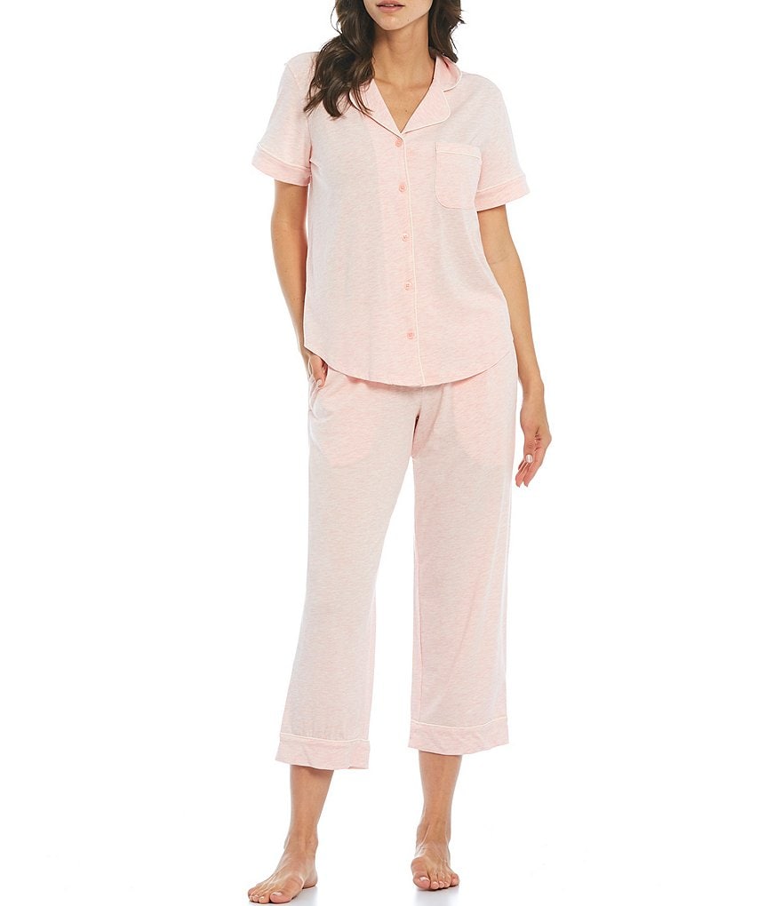Cabernet Solid Jersey Knit Cropped Coordinating Pajama Set