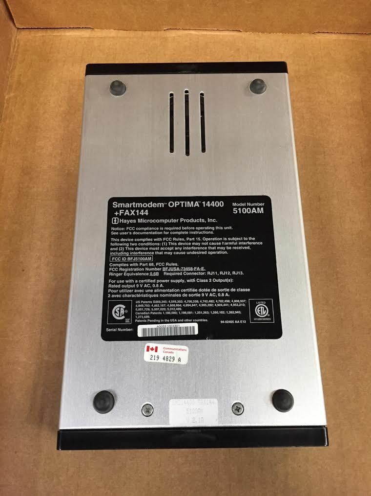 Hayes Smartmodem Optima 14400 FAX144, Model 5100AM- NO Adapter