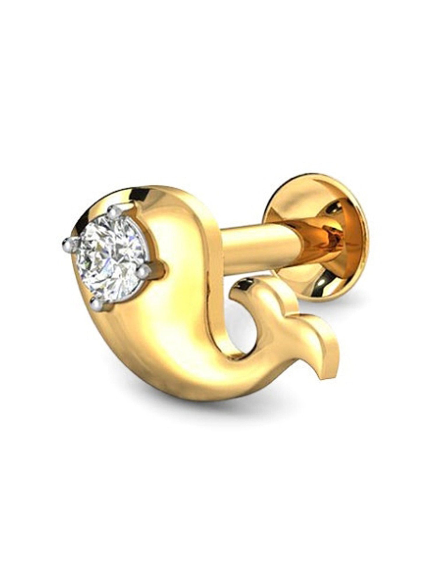 Candere by Kalyan Jewellers Peacock Collection 18k Yellow Gold Diamond Stud Earrings for Women