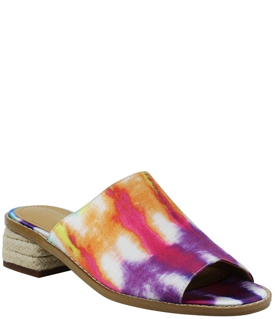 J. Renee Cassio Tie-Dye Jute Block Heel Slides