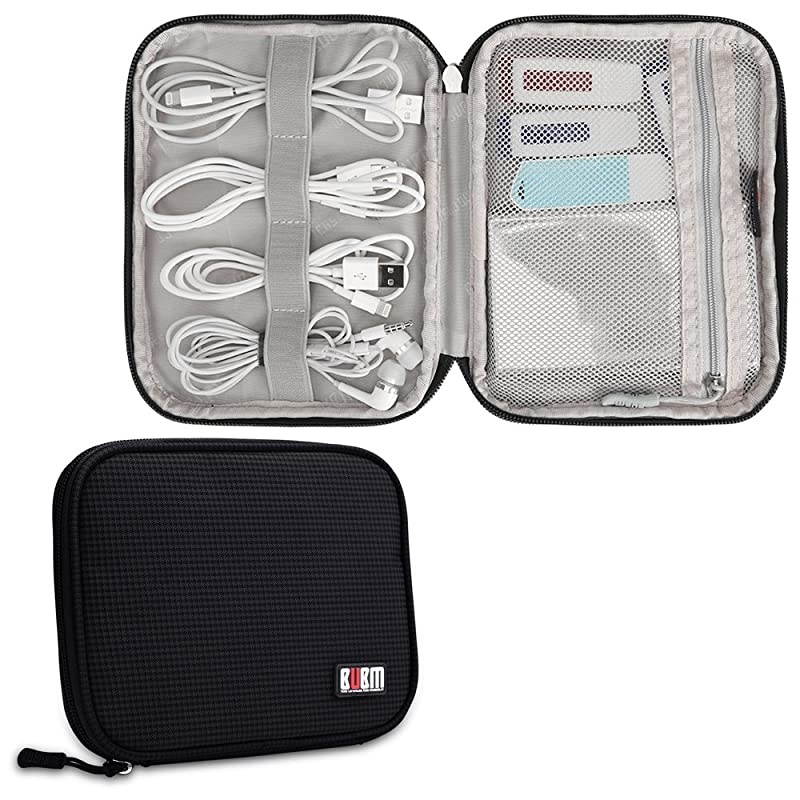 Travel Cable Organizer  Universal Electronics Bag for Cords USB Flash Drive Power Bank with Shape Maintaining Piping FrameSmall Black