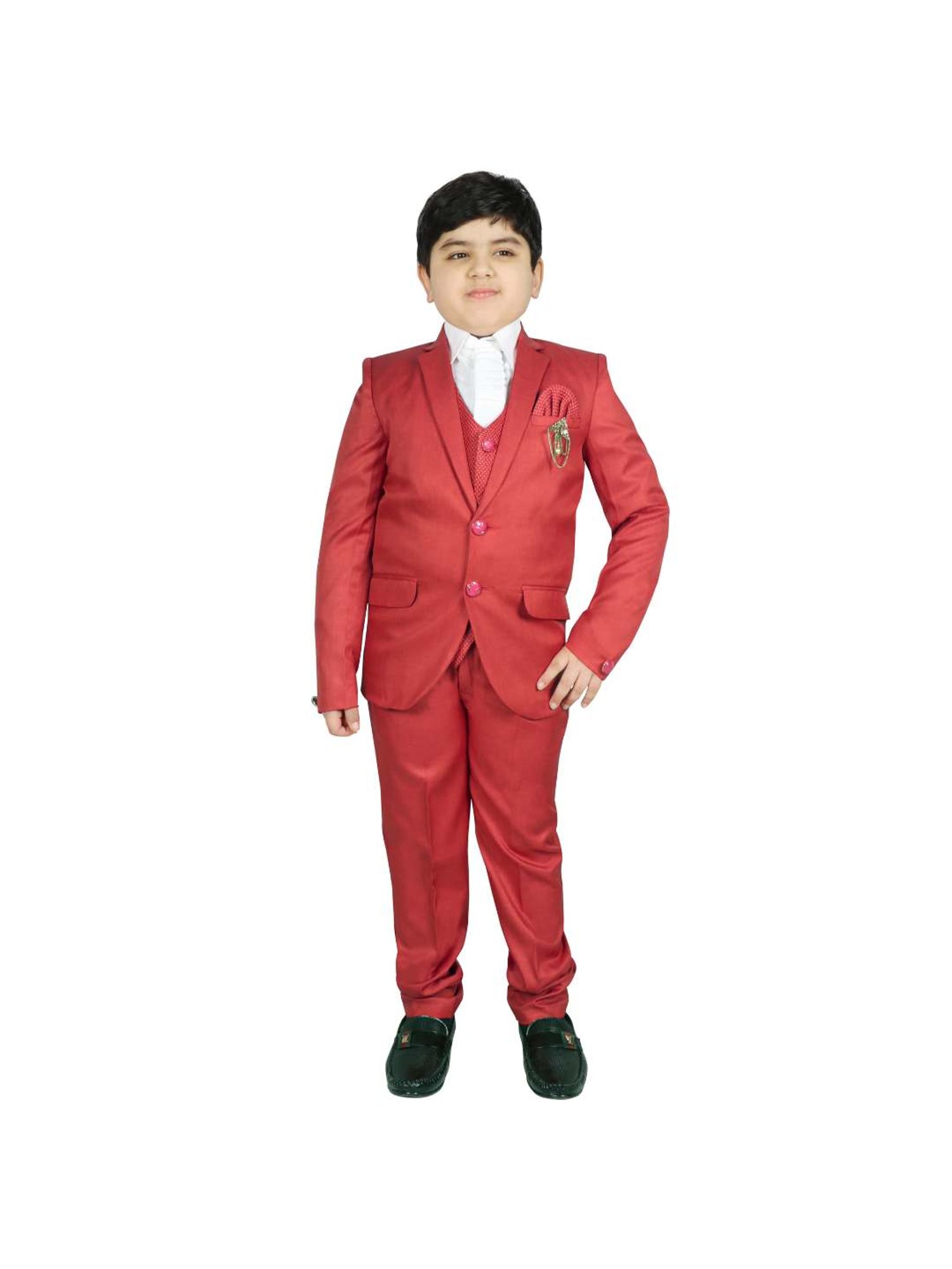 SG Yuvraj Kids Maroon Solid Shirt, Coat, Jacket with Pants
