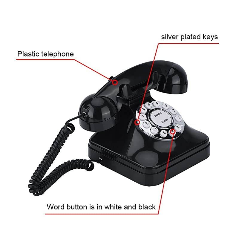 TelephoneRetro Vintage Desktop Wired Landline Phone with Flash Redial and Reserve Function for HomeOffice Decoration Old Fashioned Rotary Dial