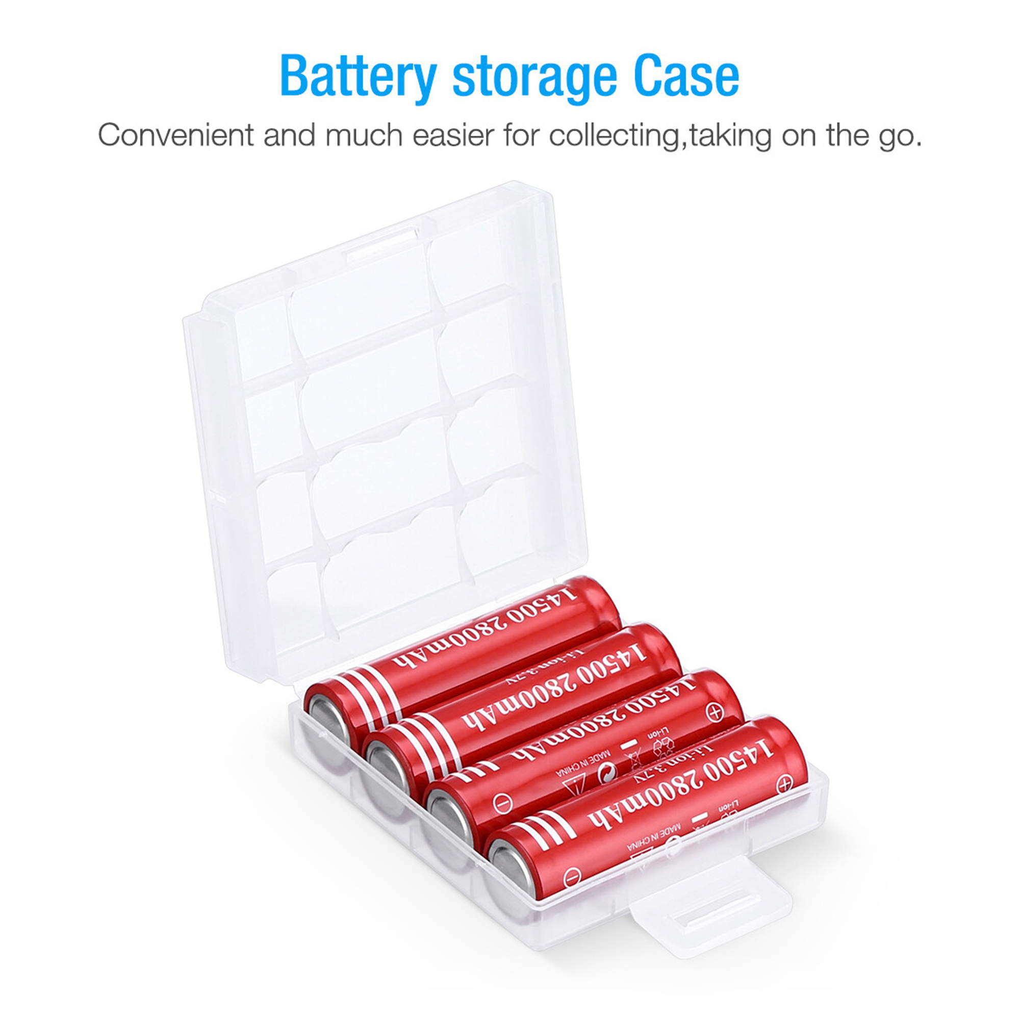 4 piece 2800mAh 14500 3.7V Li-ion Rechargeable Batteries for Torch Camera Flashlight