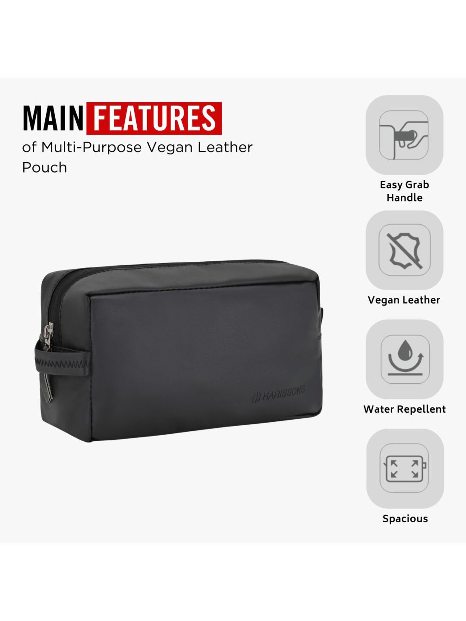 Harissons Black  PU Solid Pouch