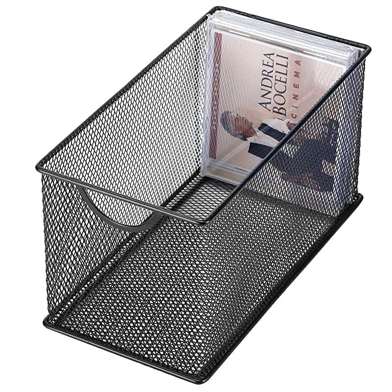 Mesh Metal CD Holder Box Organizer, Open Storage Bin, Set of 2