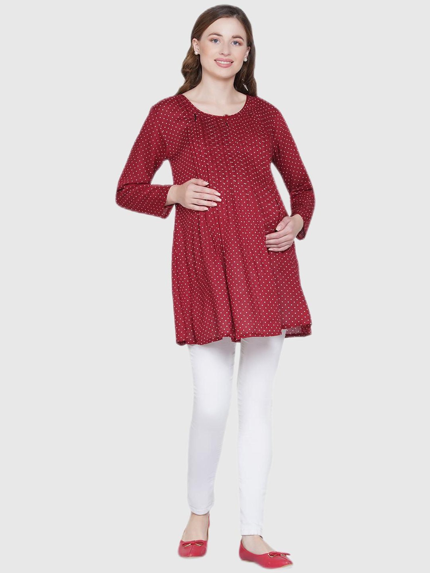 Mine4nine Red Polka Dot Print Dress