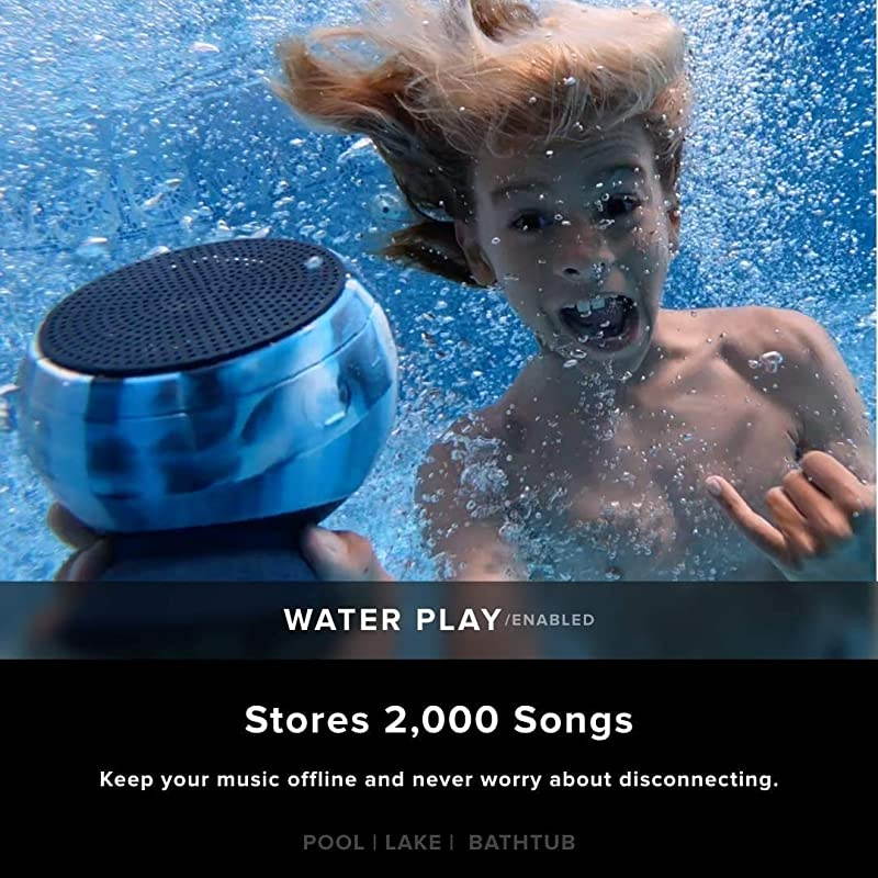 Waterproof Floatable Loud Bluetooth Speaker Dual Pairing for Surround Sound Removable Suction Barnacle Vibe 20 Manta Ray Black