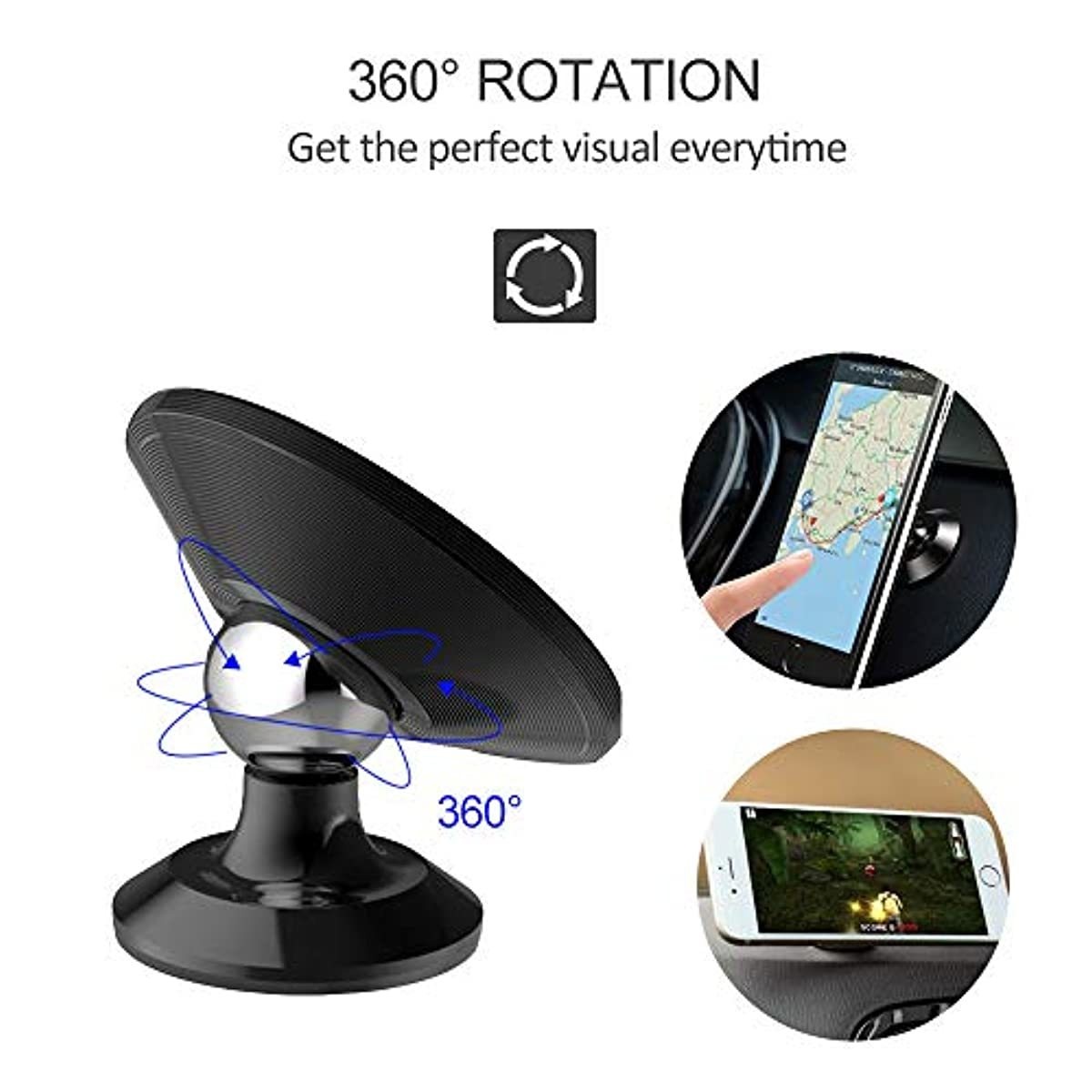 Squish Magnetic Car Phone Mount, Phone Holder for Car, Magnetic Phone Car Mounts (Black)