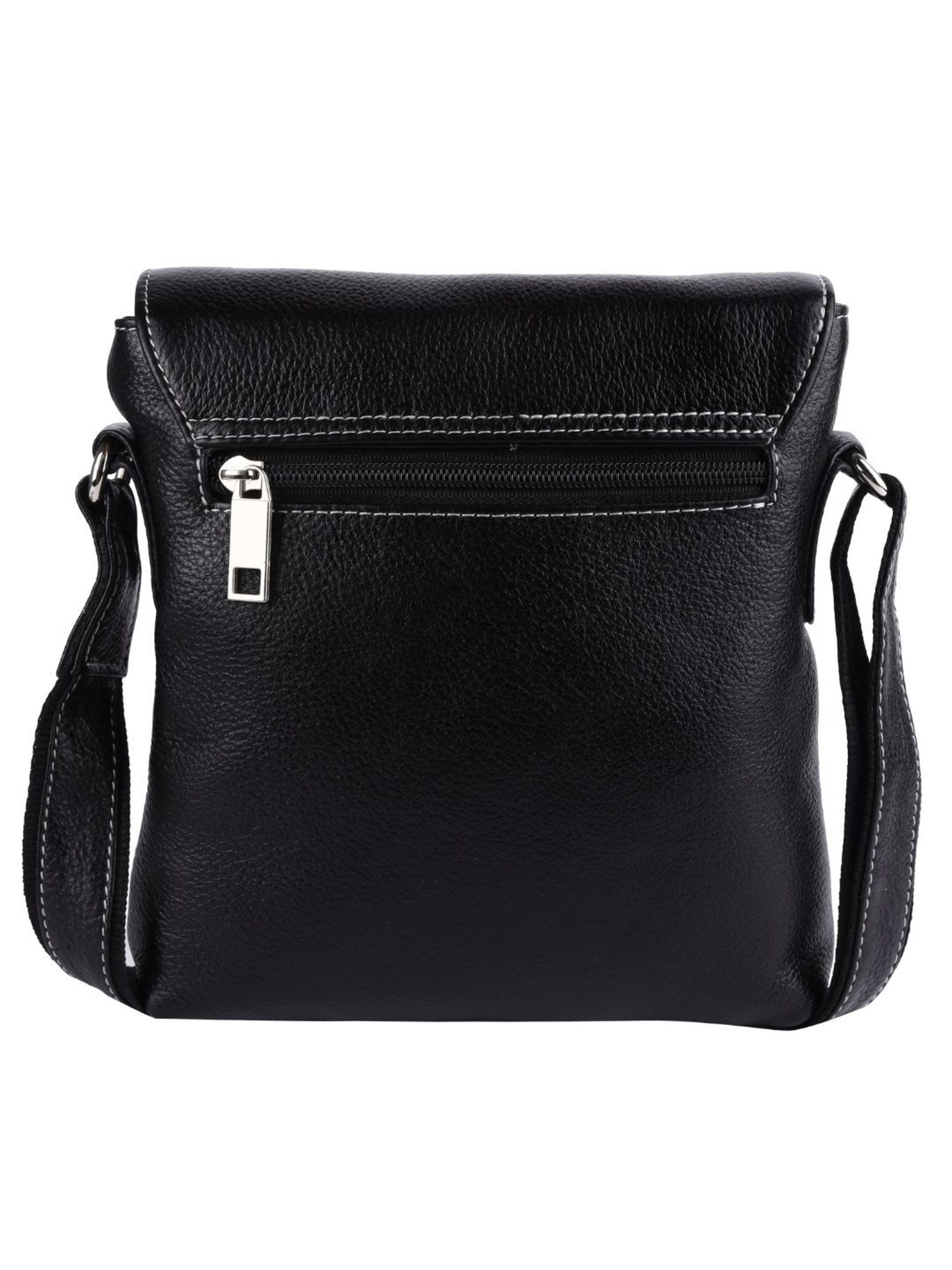 HiLEDER Black Textured Medium Leather 8 inch Cross Body Bag