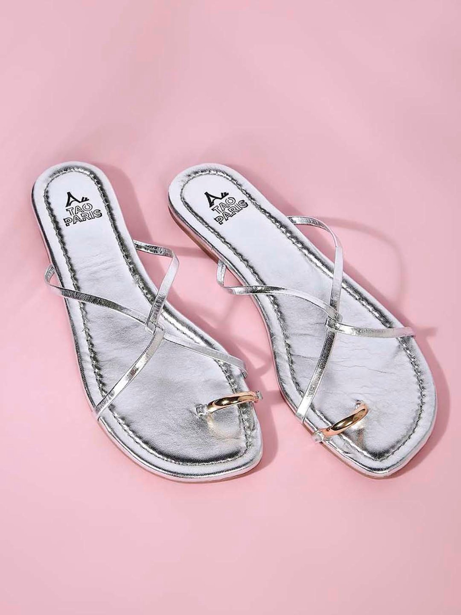 Tao Paris Women's Rihana Silver Toe Ring Sandals