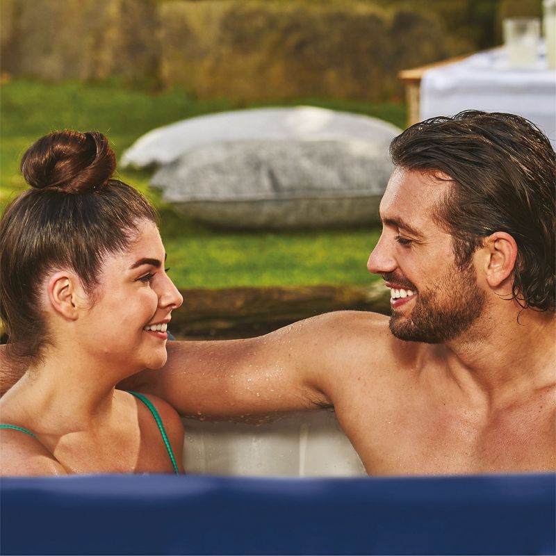 CleverSpa Tahoe 800 Liter 70 inch 4 Person Portable Backyard Inflatable Hot Tub Outdoor Spa with Insulated Tub Cover and Filtration Kit Included, Blue