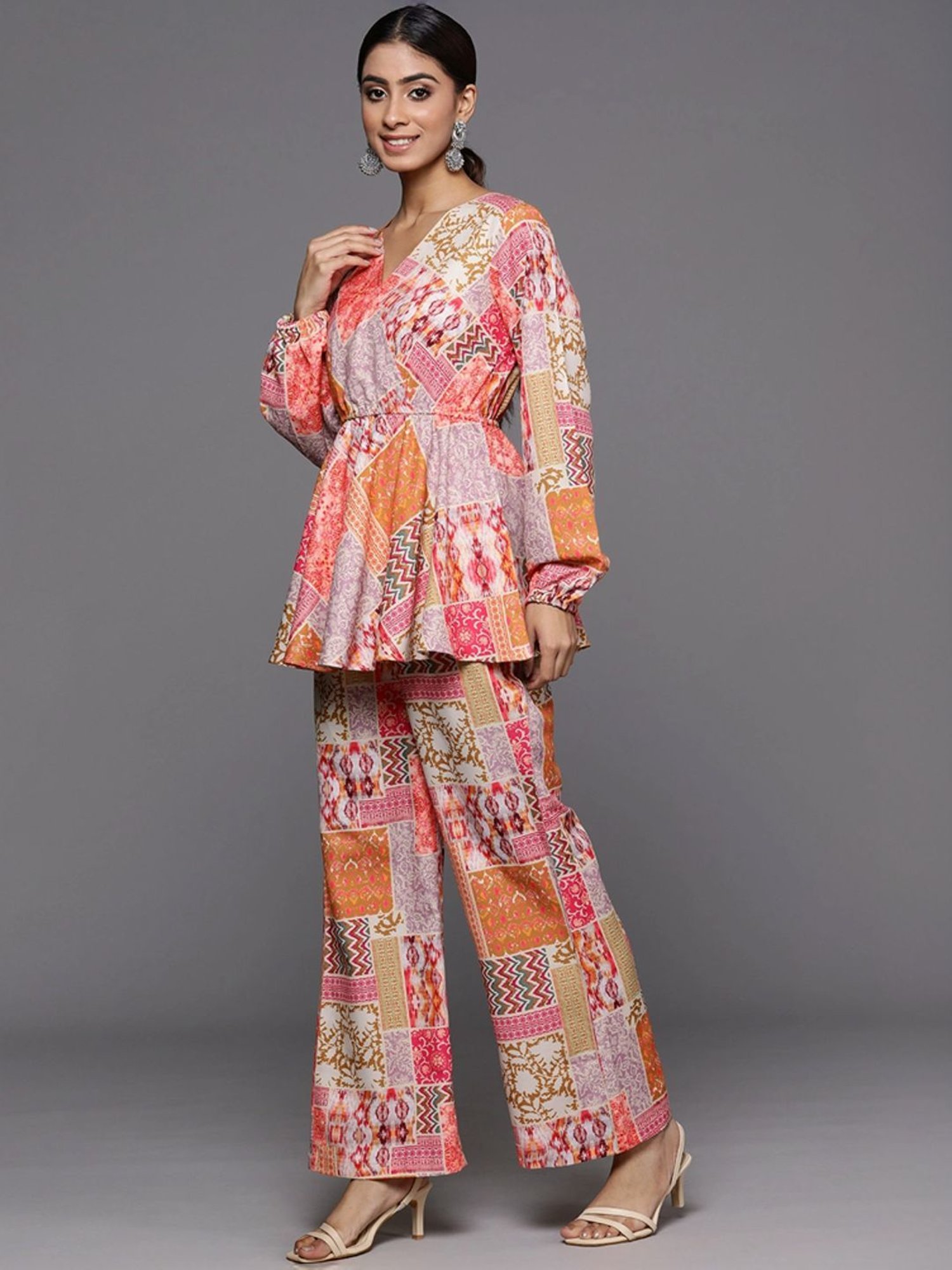 Varanga Multicolored Printed Top Pant Set